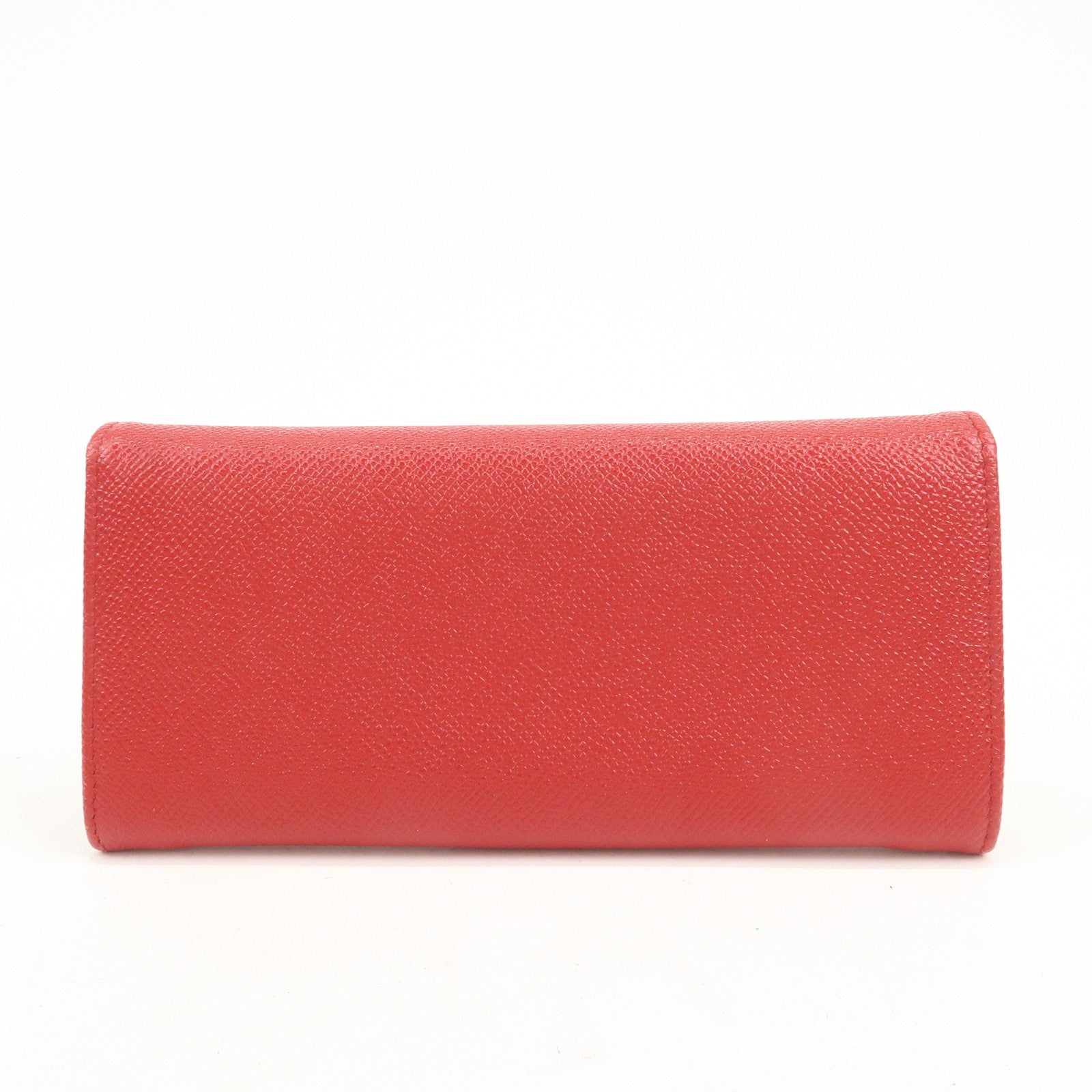 BVLGARI Logo Leather Bi-Fold Long Wallet Red