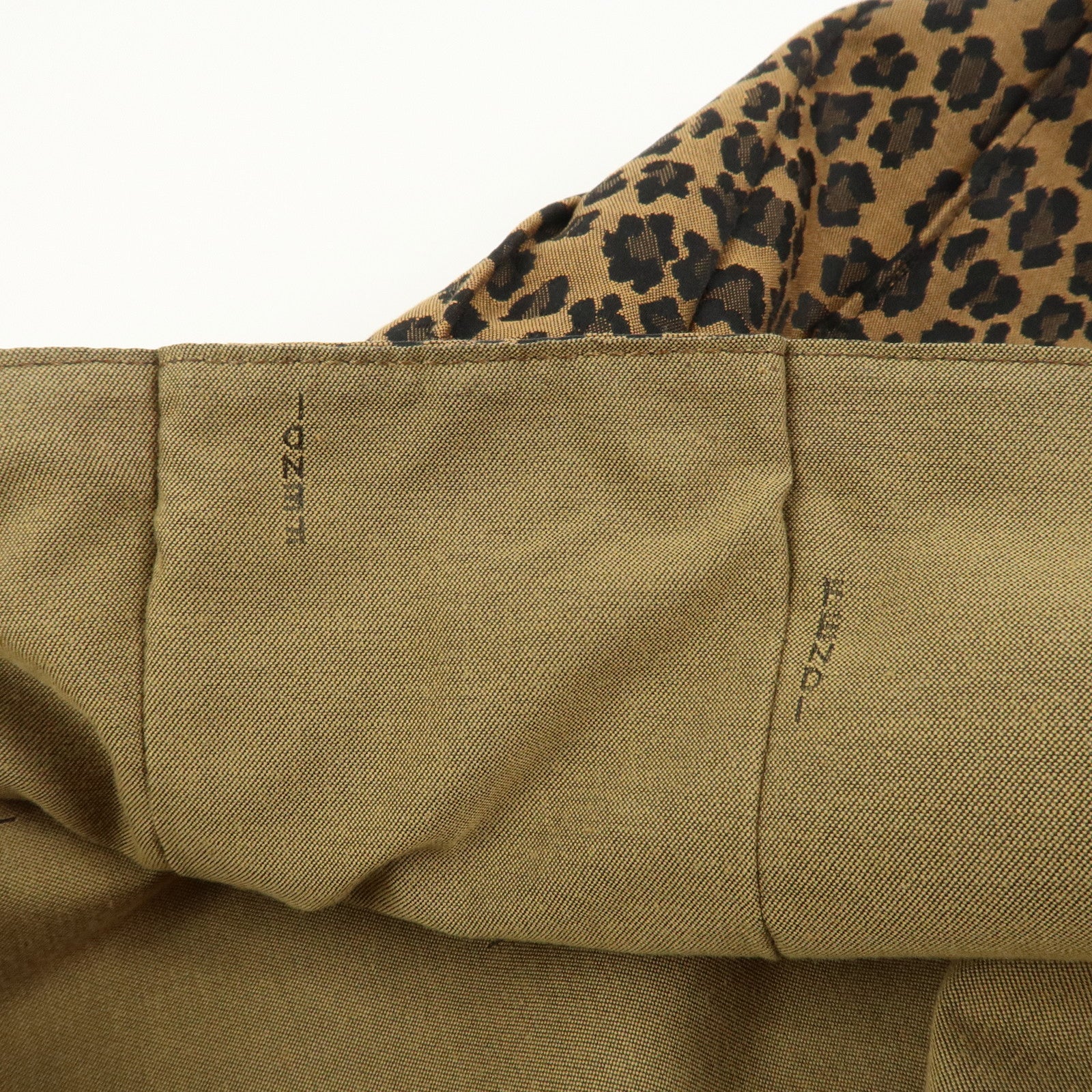 FENDI Canvas Leather Leopard Tote Bag Hand Bag Brown Red 8BH173