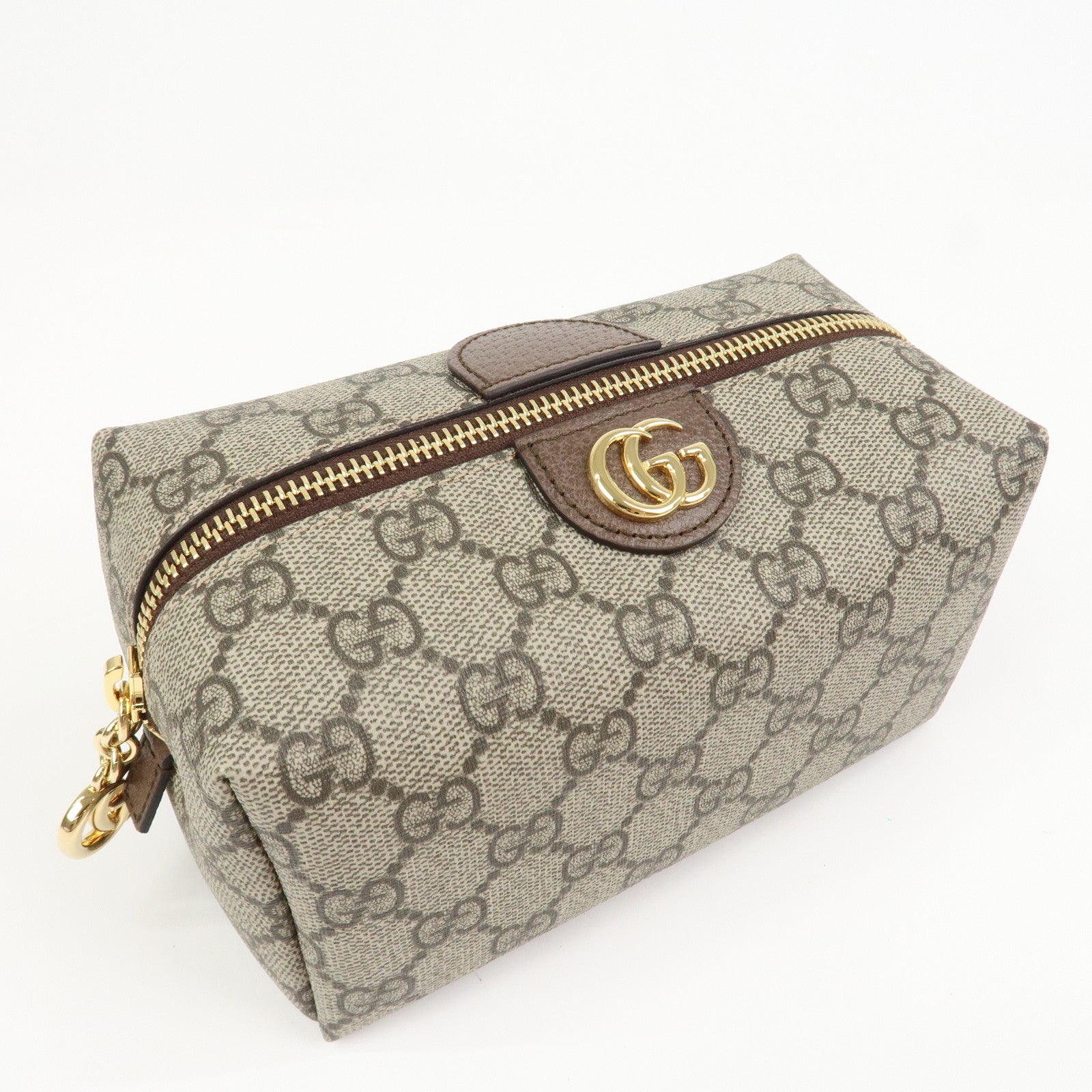 GUCCI GG Marmont GG Supreme Cosmetic Pouch Beige Brown 548393