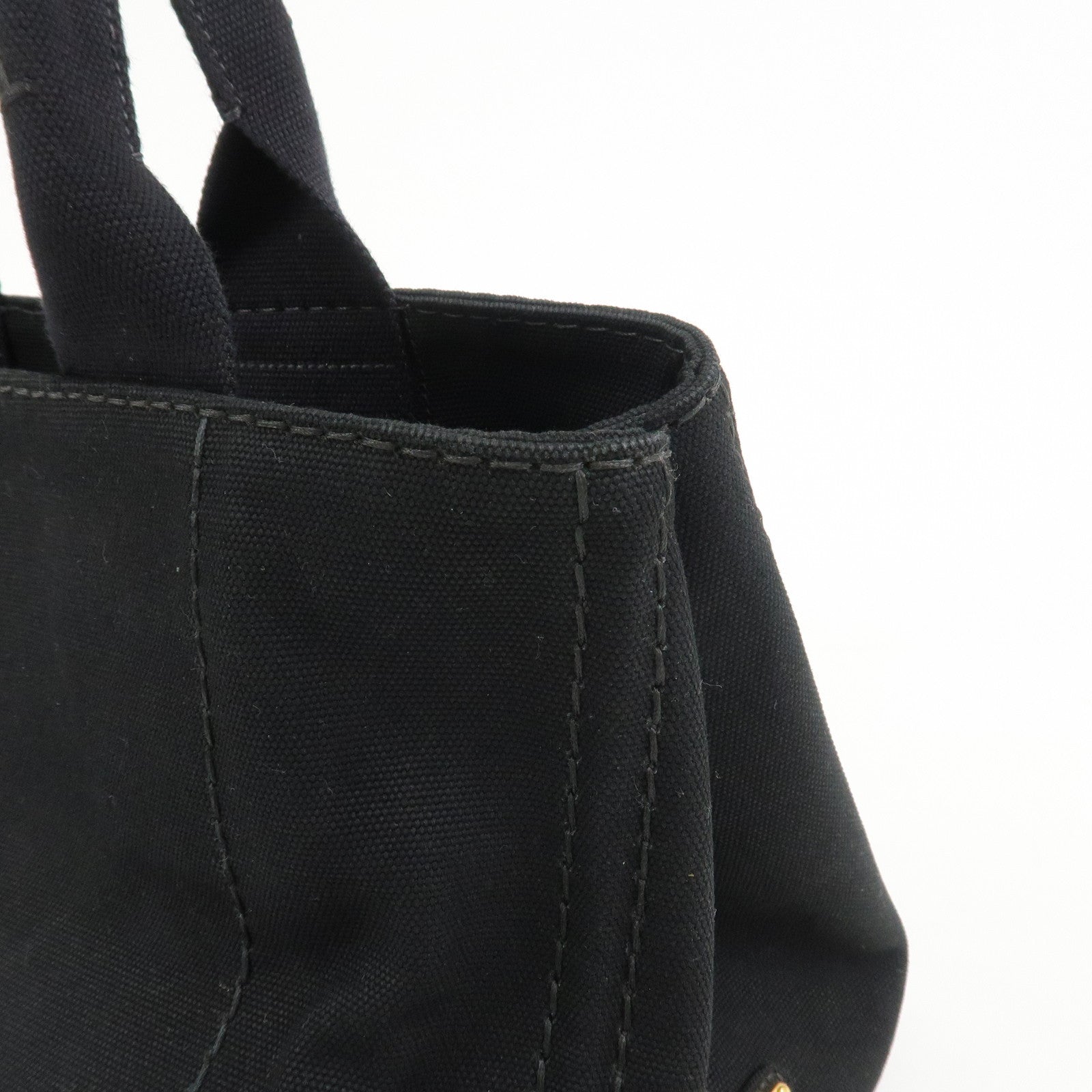 PRADA Logo Canapa Canvas Denim Tote Bag Hand Bag B1877B