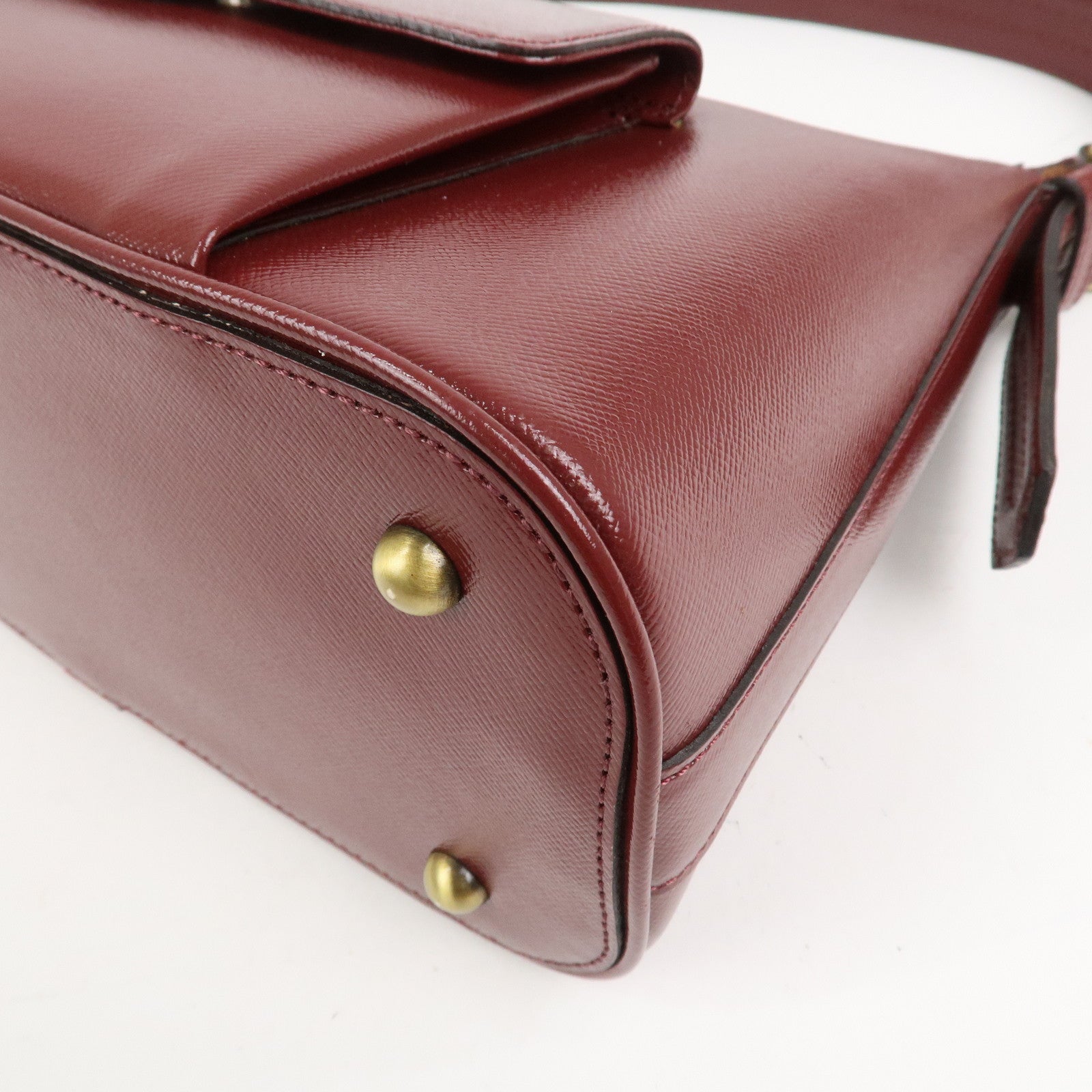BURBERRY Leather Shoulder Bag Hand Bag Bordeaux Gold HDW