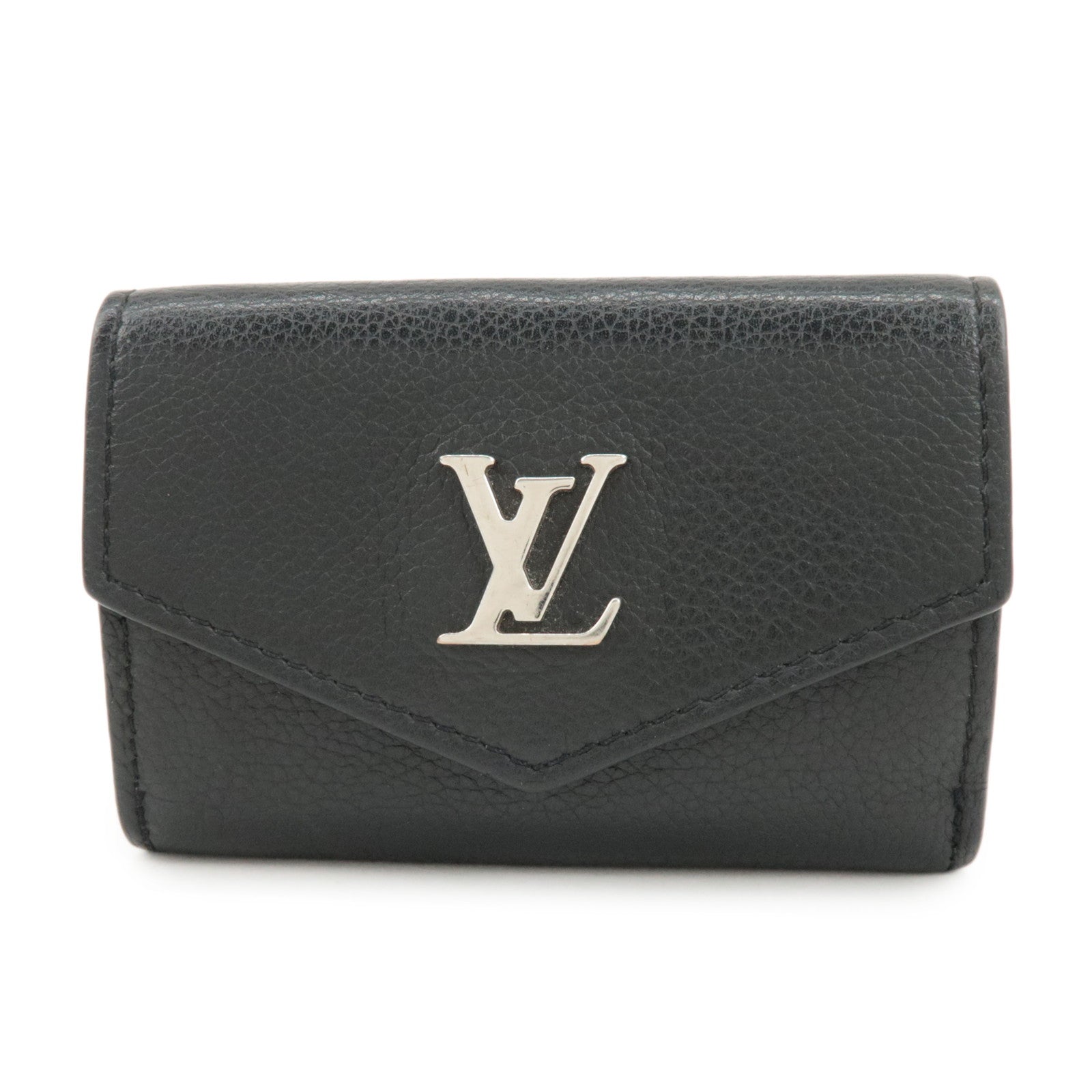 Louis Vuitton Leather Portefeuille Lock Mini Compact Wallet M63921 Used
