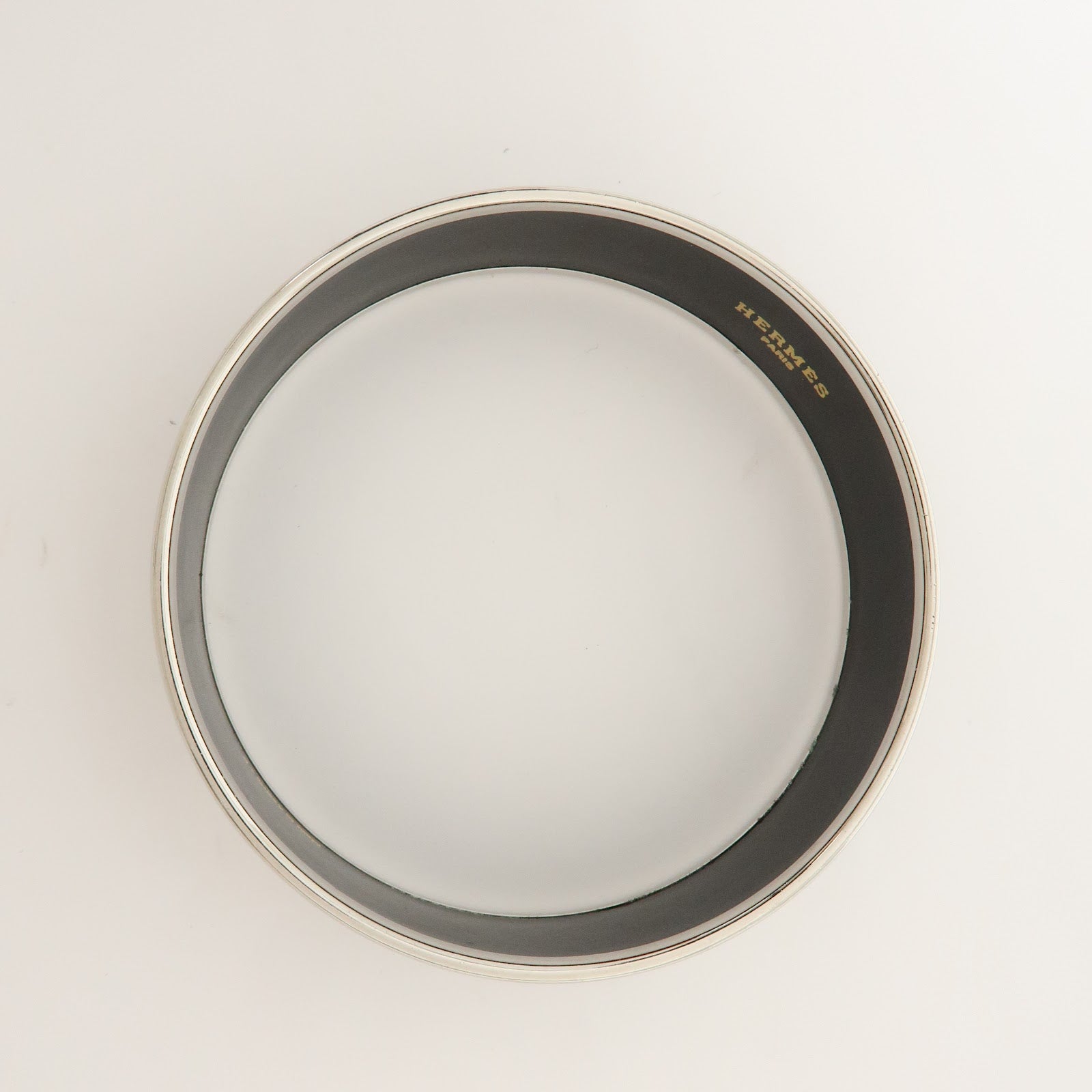 HERMES Email GM Plated Bangle Bracelet Horse Bangle Black Silver