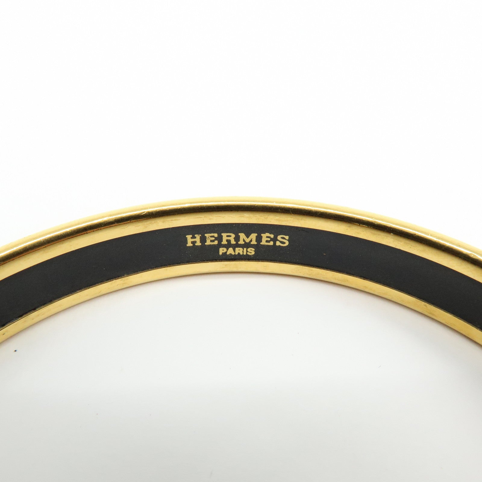 HERMES Email PM Gold Plated Bangle Bracelet Dark Navy Multicolor