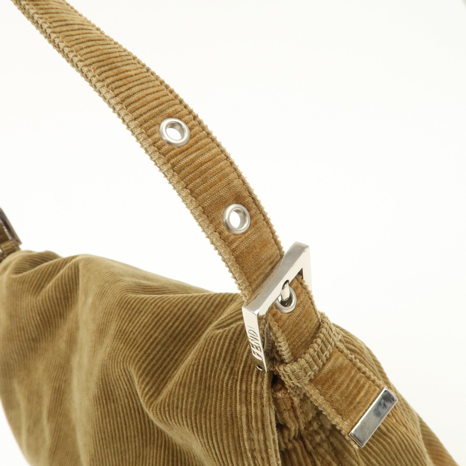 FENDI Mamma Baguette Corduroy Shoulder Bag Light Brown 26323 Used