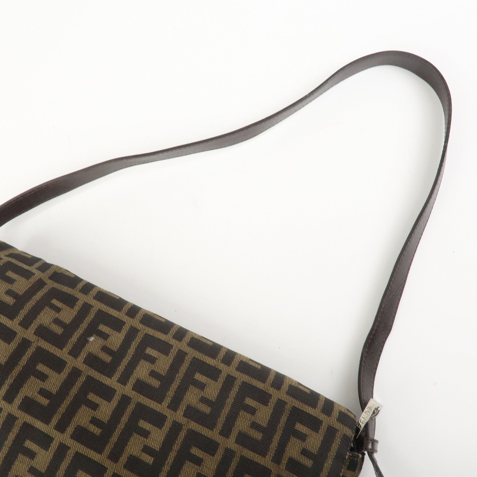 FENDI Zucca Canvas Leather Shoulder Bag Crossbody Bag Brown 26695
