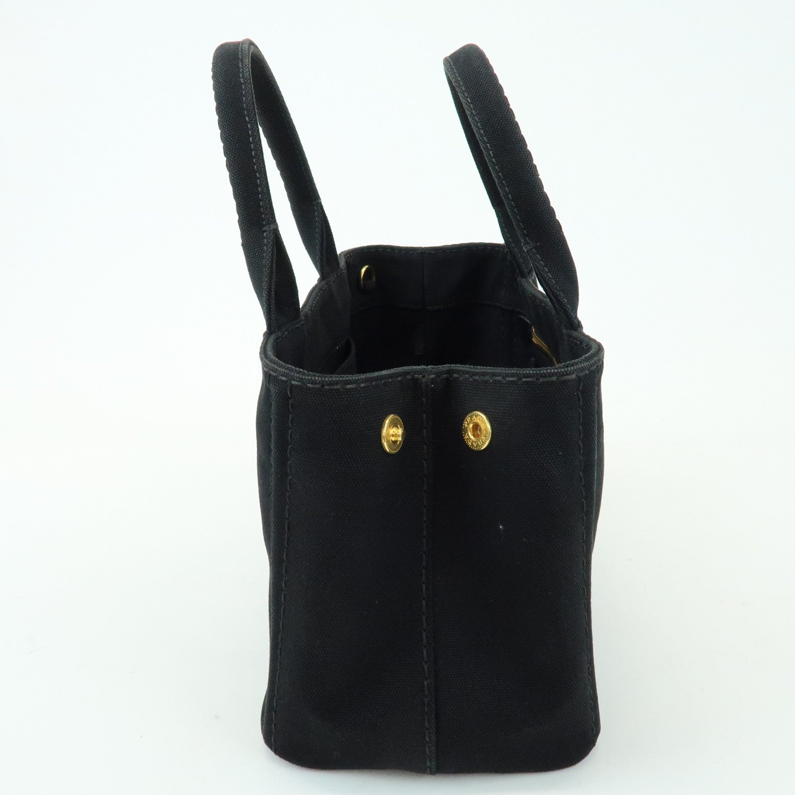 PRADA Triangle Logo Canapa Mini Canvas 2Way Hand Bag Black 1BG439