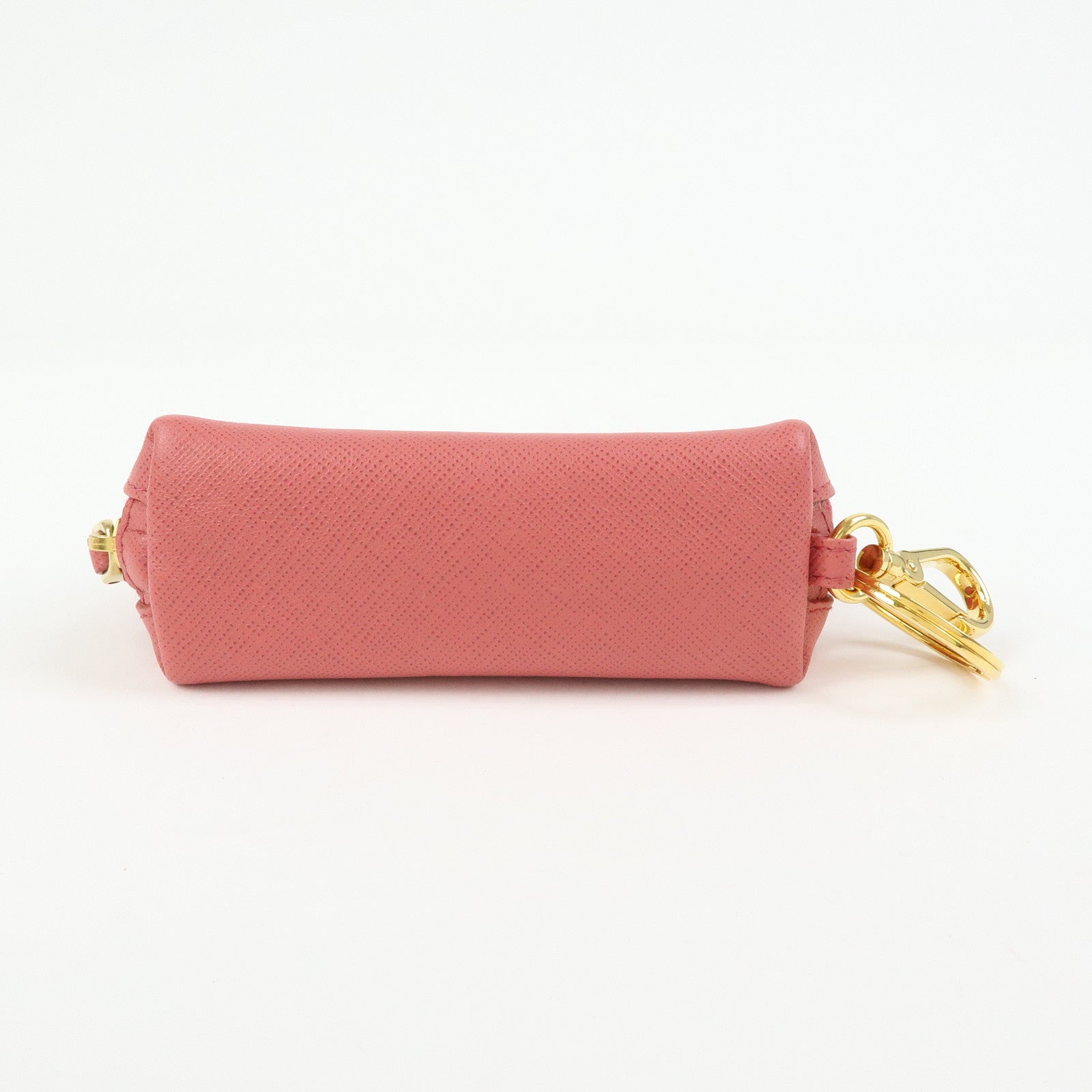 PRADA Saffiano Leather Bag Charm Accessory Pouch Pink 1M1218
