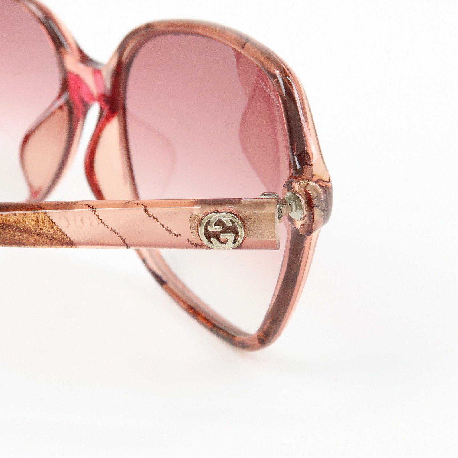 GUCCI Interlocking G Flora Plastic Sunglasses Pink Beige GG3636