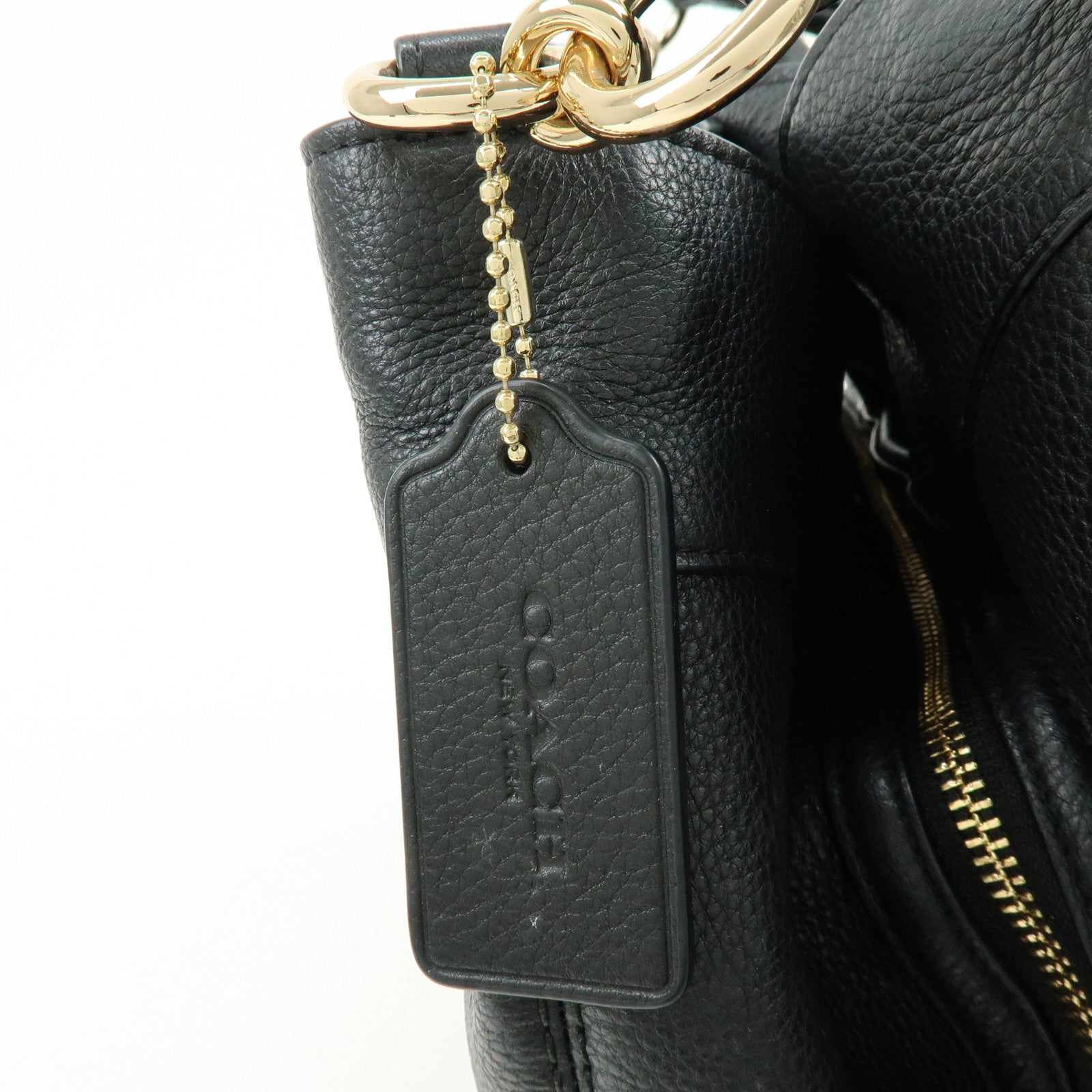 COACH Logo Leather Shoulder Bag Hand Bag Black