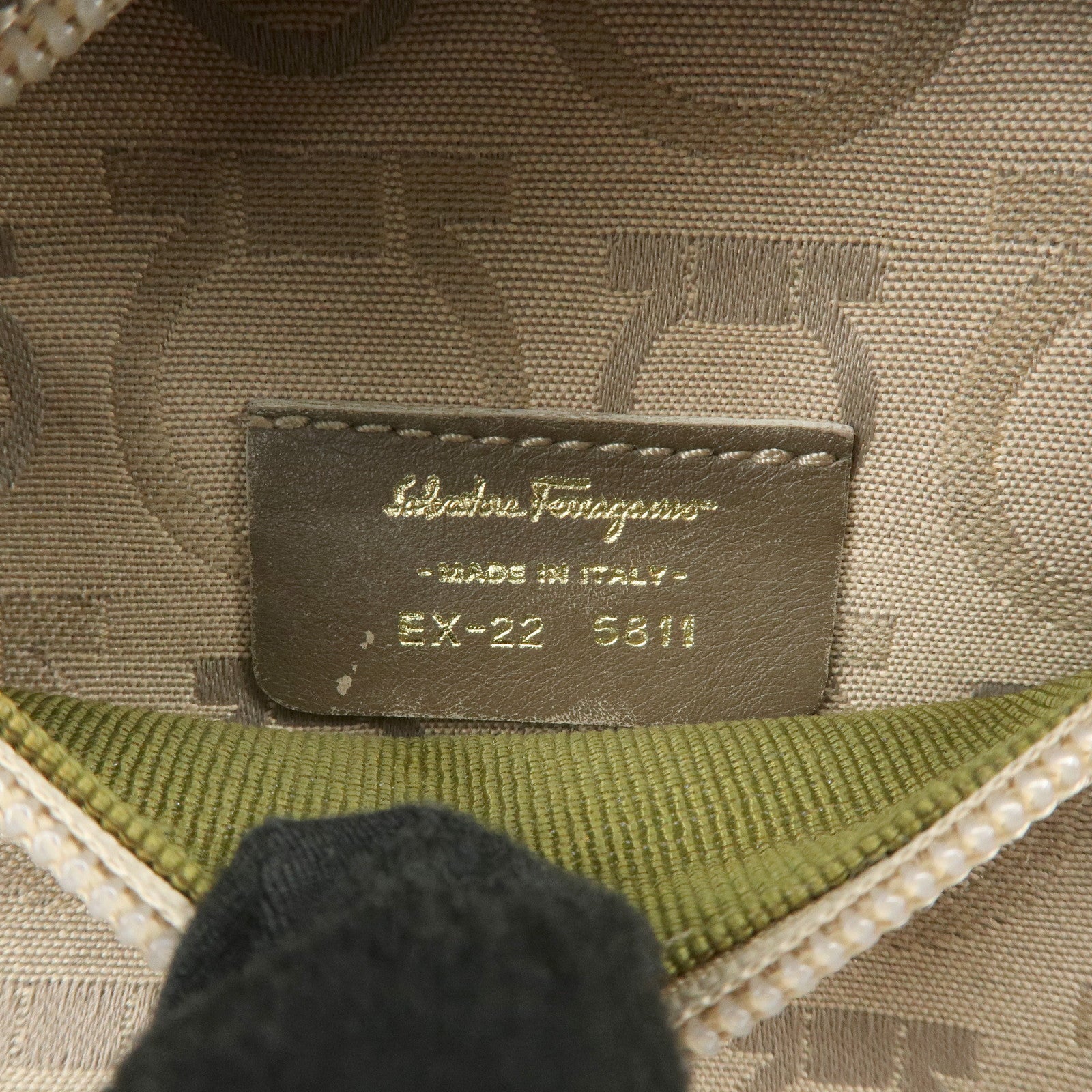 Ferragamo Gancini Canvas Leather Body Bag Waist Bag Beige