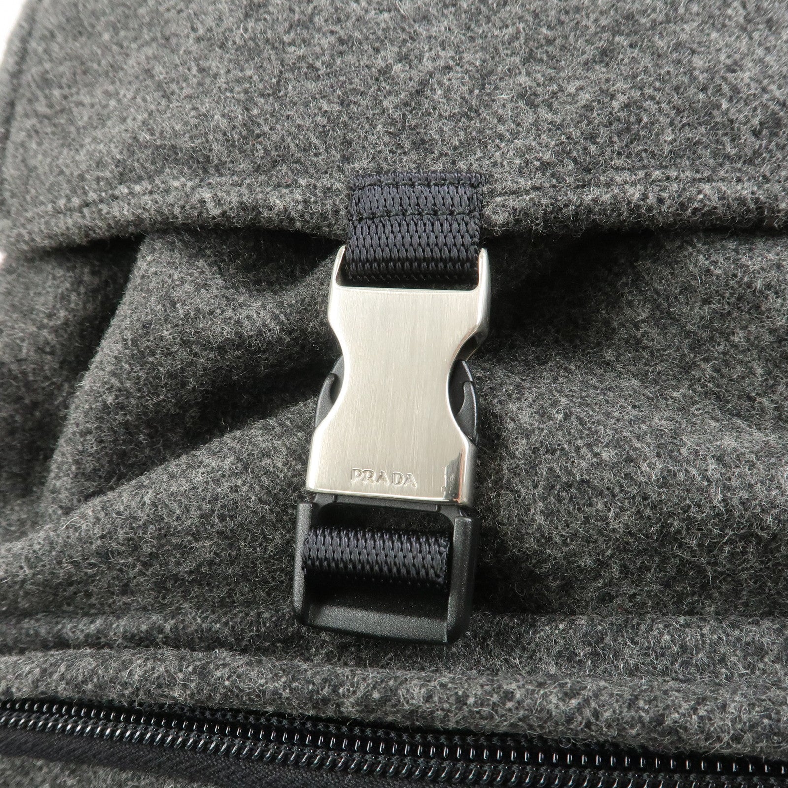 PRADA Triangle Logo Wool Canvas Backpack Rucksack Gray V203R