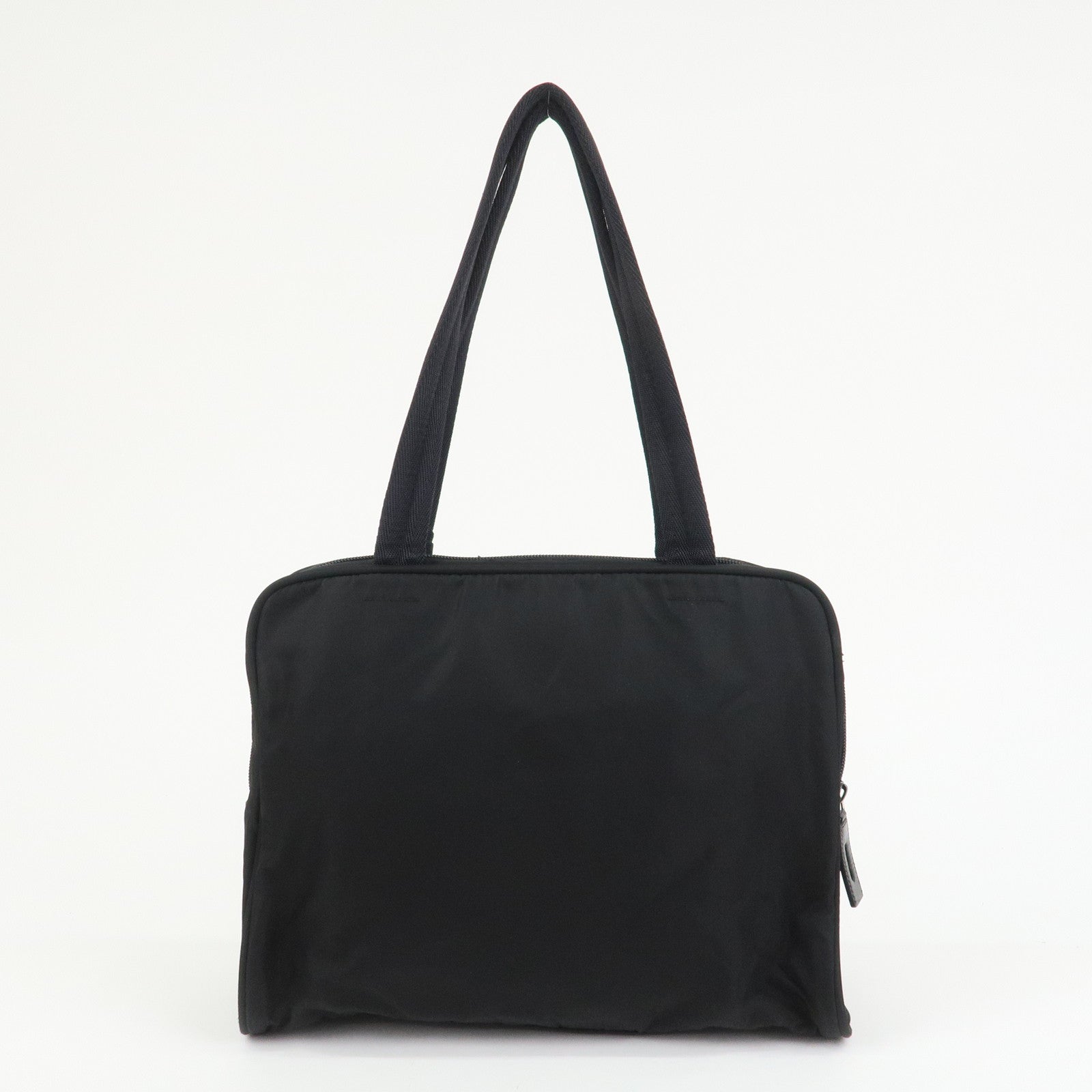 PRADA Triangle Logo Nylon Leather Shoulder Bag Hand Bag Black