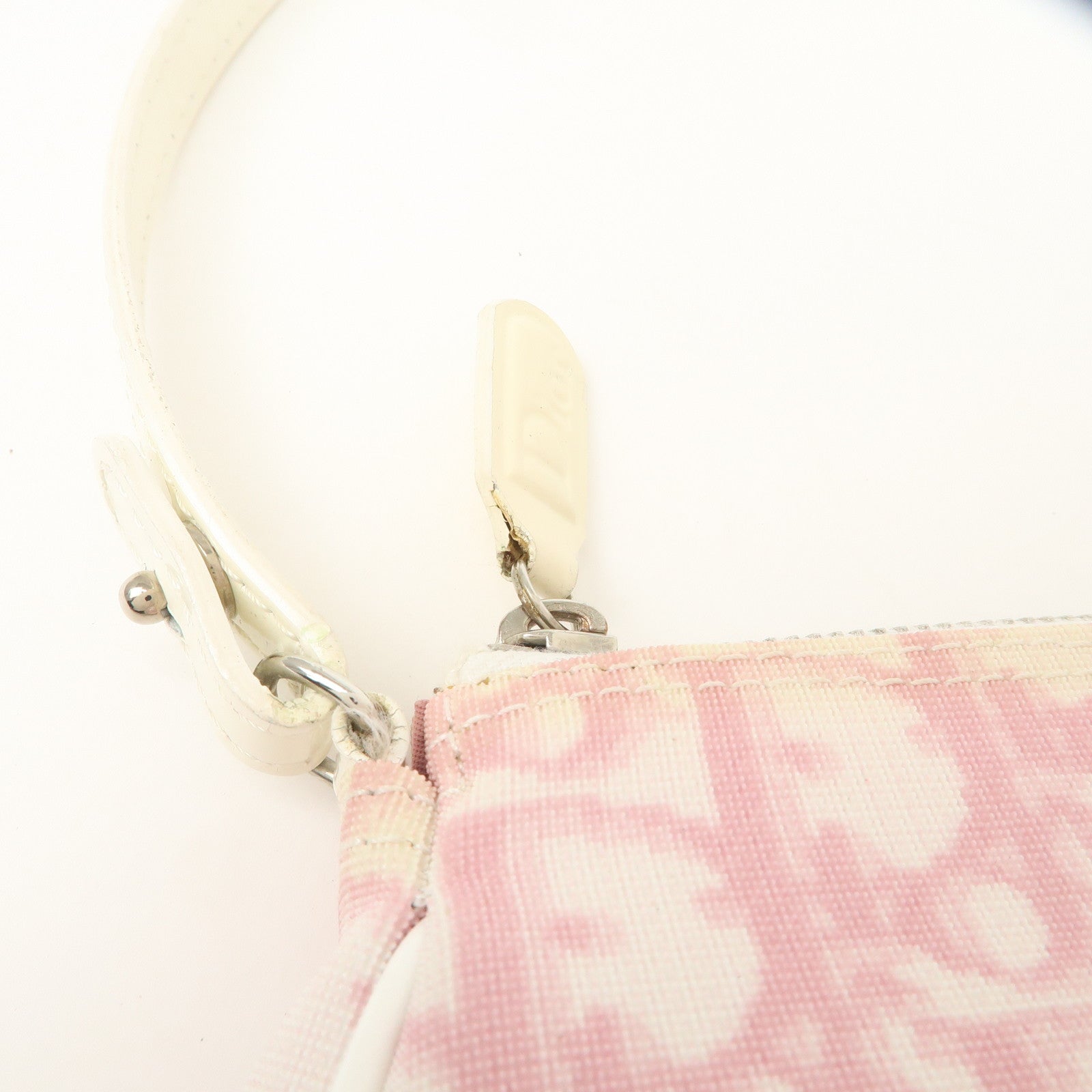 Christian Dior Trotter PVC Leather Saddle Pouch Hand Bag Pink White