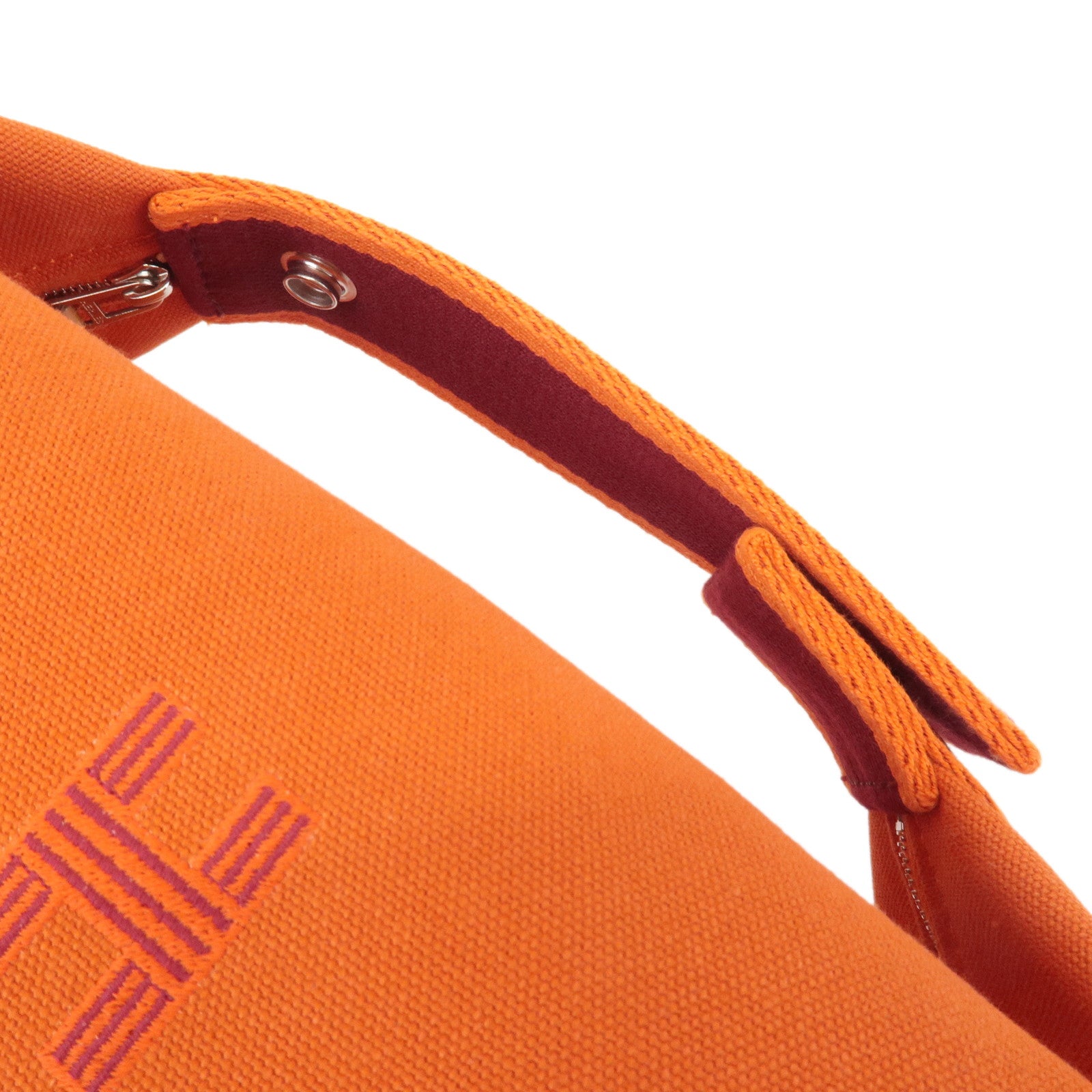 HERMES Canvas Bride A Brac PM Hand Bag Orange Silver HDW Used