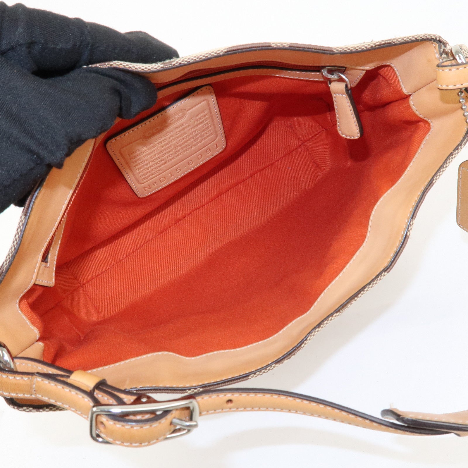 COACH Set Of 2 Canvas Leather Shoulder Bag Hand Bag Brown Beige