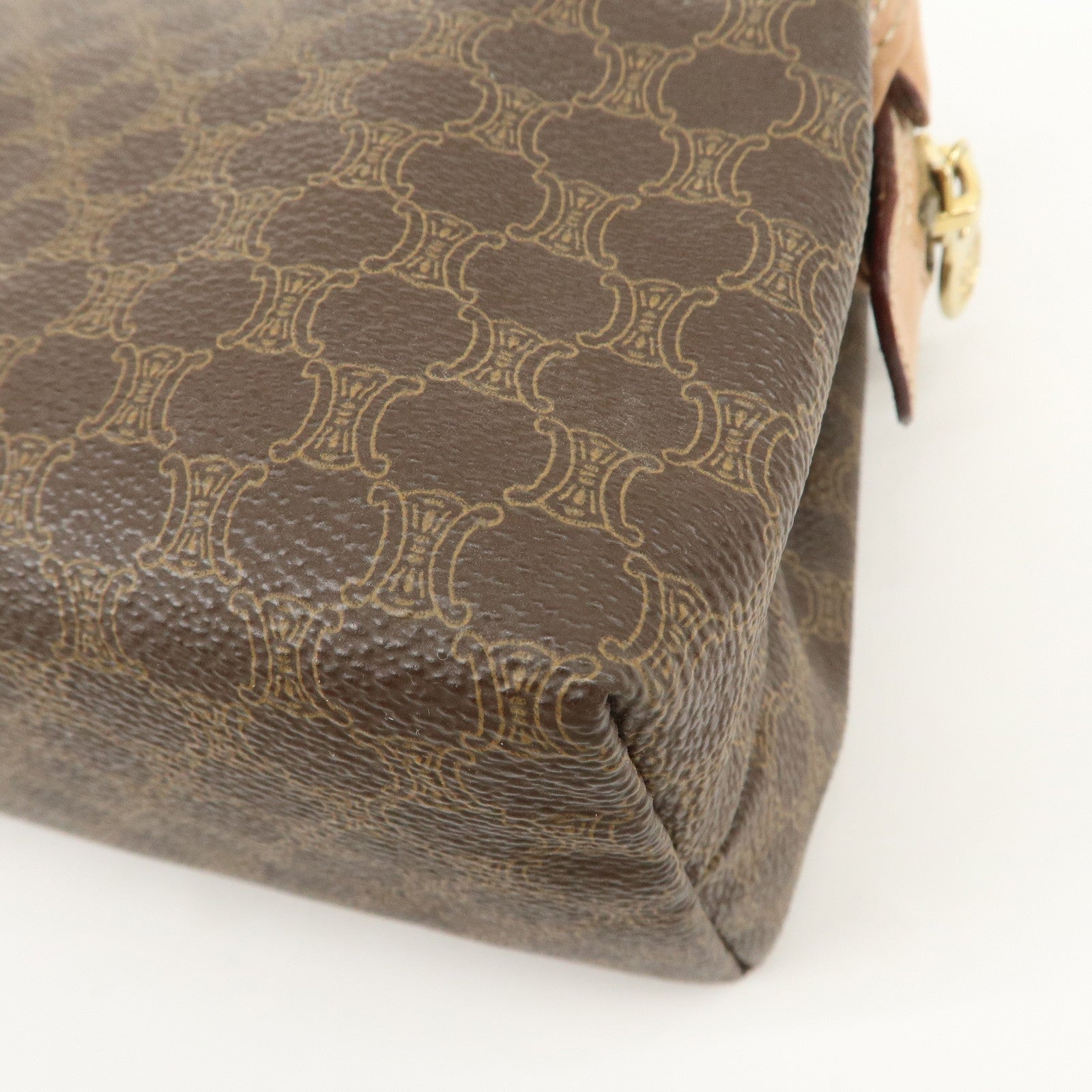 CELINE Macadam PVC Leather Pouch Cosmetic Pouch Brown