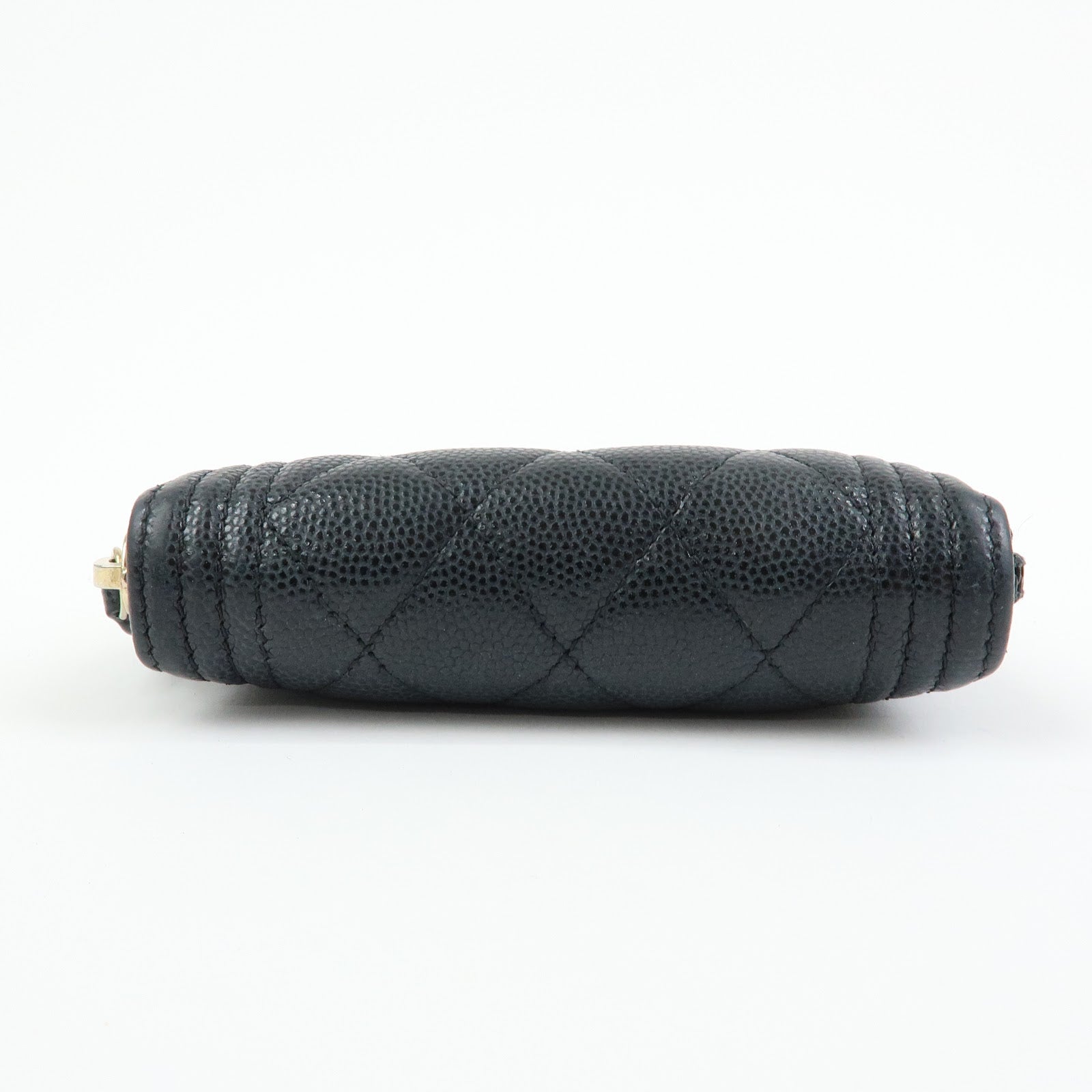 CHANEL Boy Chanel Matelasse Caviarskin Compact Wallet Black A80602