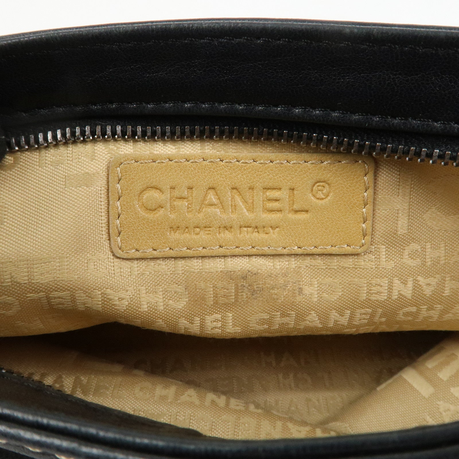 CHANEL Lambskin Chain Shoulder Bag Hand Bag Black Silver