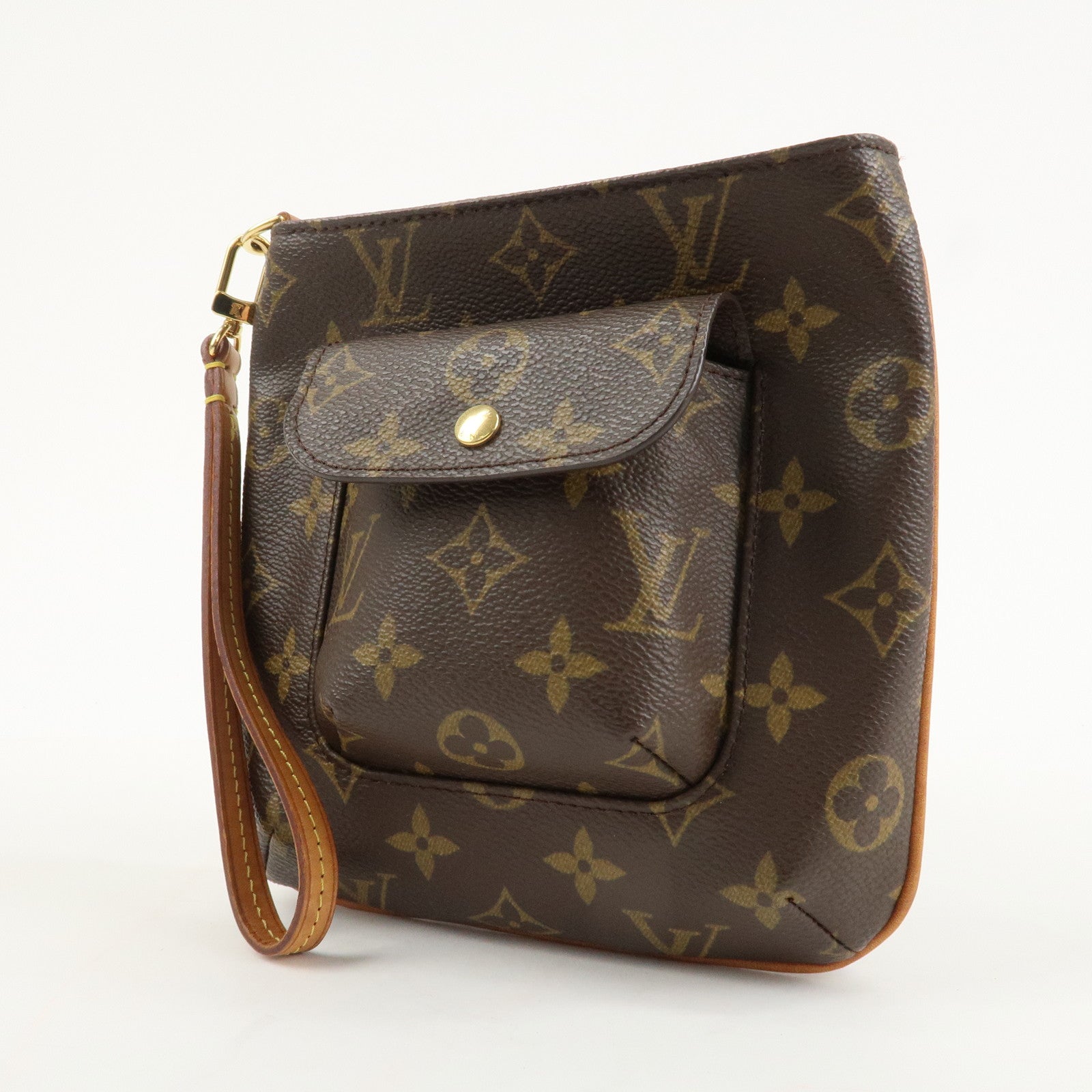 Louis Vuitton Monogram Partition Pouch Wristlet Bag M51901 Used