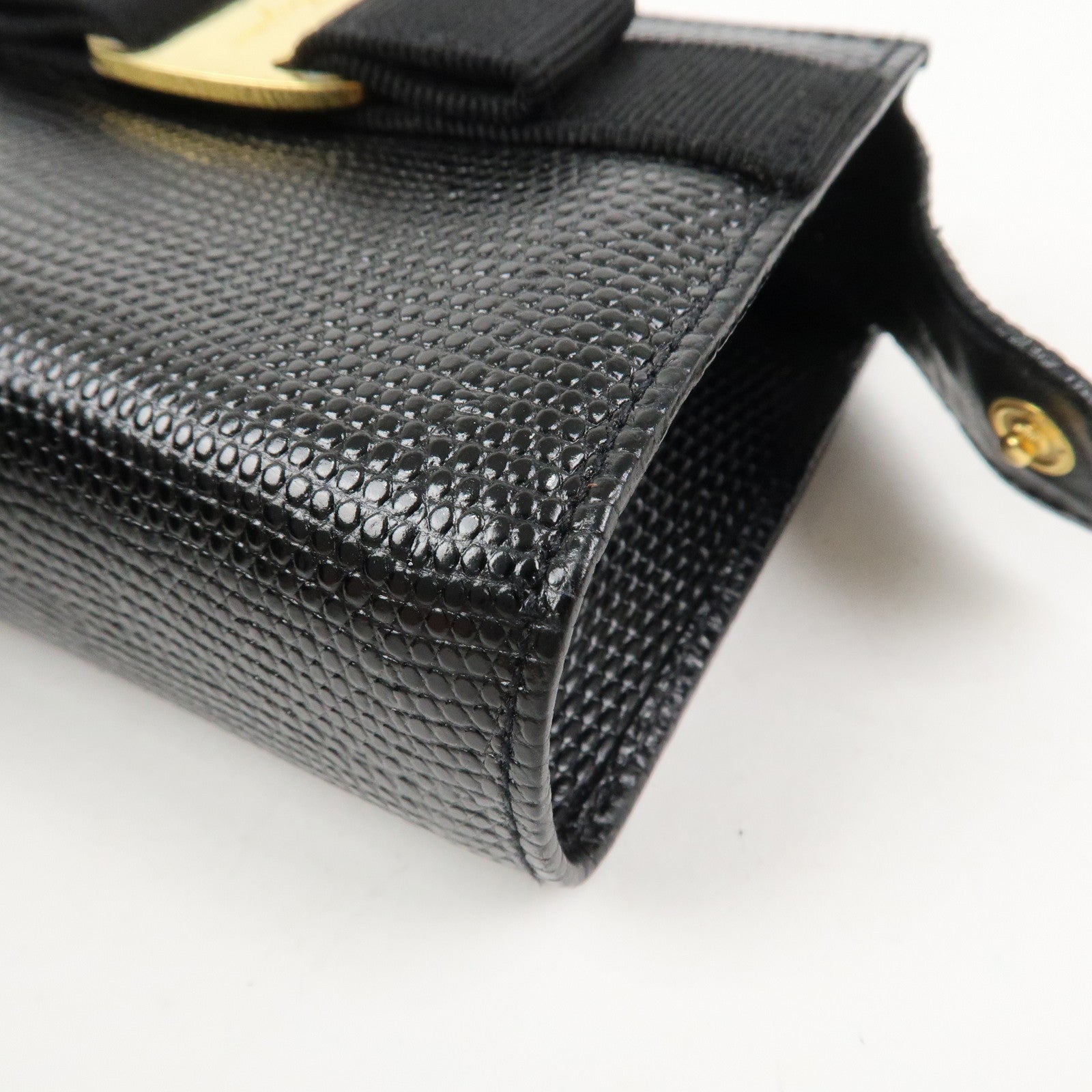 Ferragamo Set Of 2 Leather Nylon Pouch Black Purple Gold