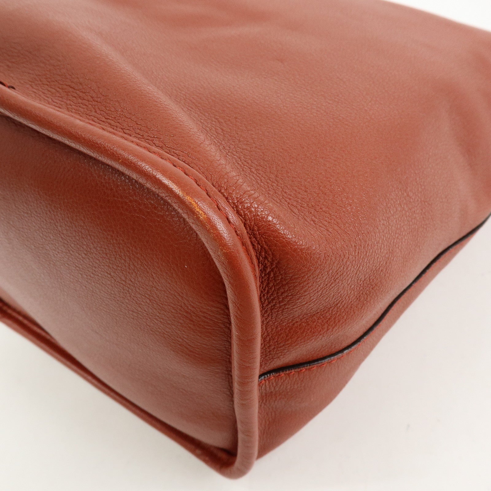 LOEWE Anagram Calf Leather Shoulder Bag Red Brown