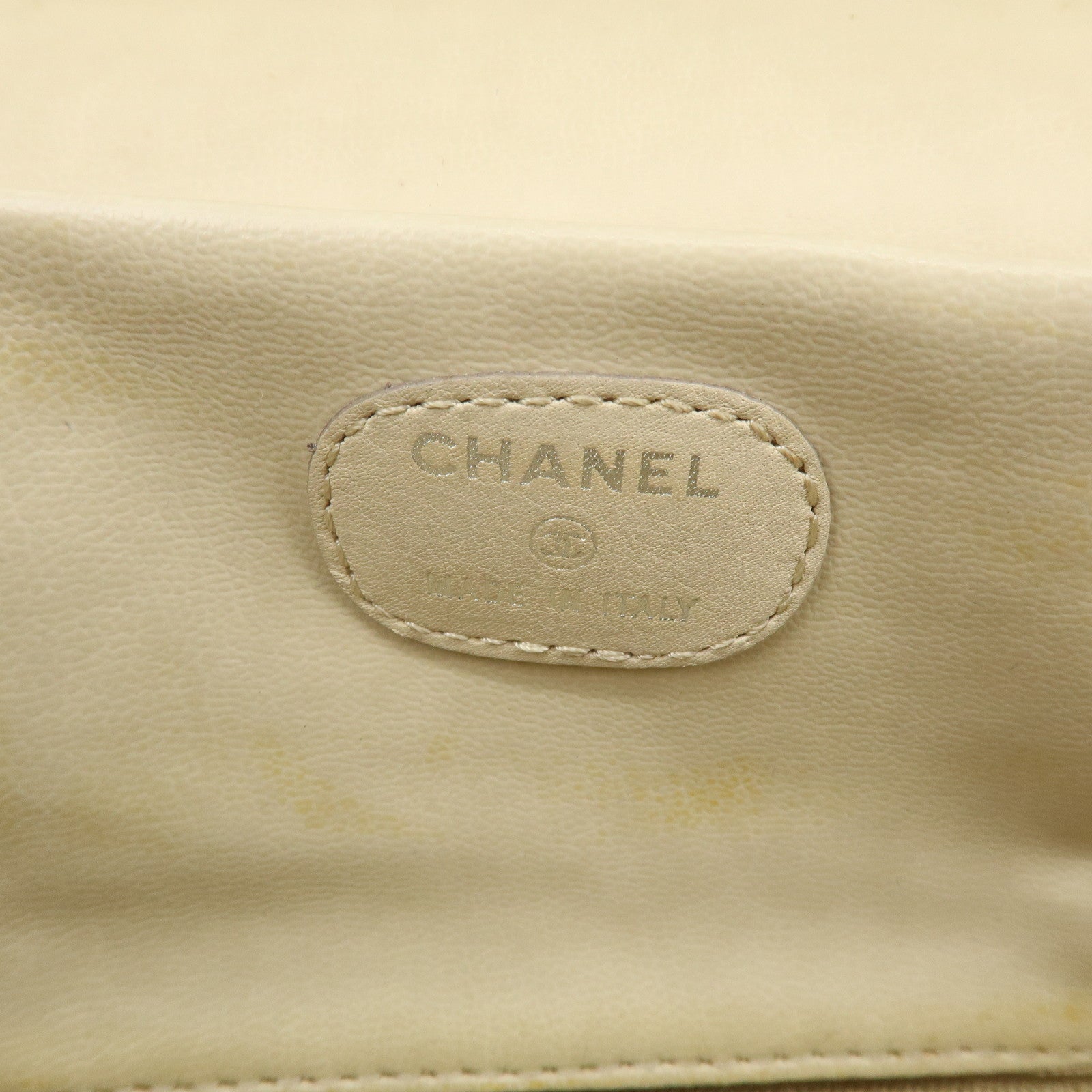 CHANEL Caviarskin Hand Bag Vanity Bag Cosmetic Pouch Lime Yellow