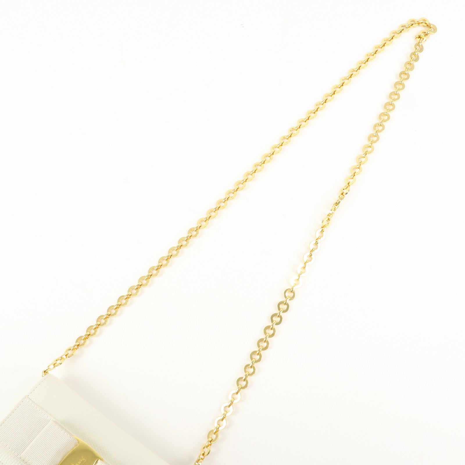 Ferragamo Vara Ribbon Leather Nylon Chain 2Way Shoulder Bag White Used