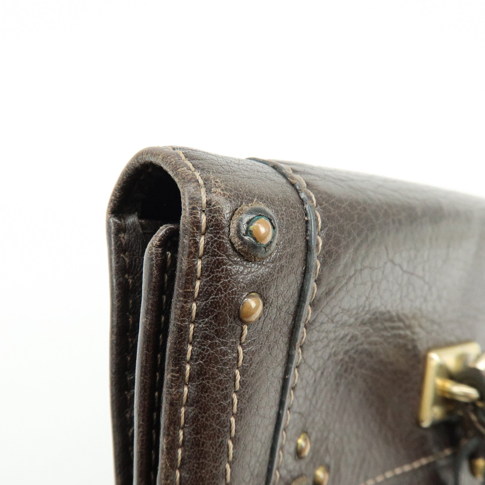 Chloe Paddington Leather Long Flap Wallet Dark Brown