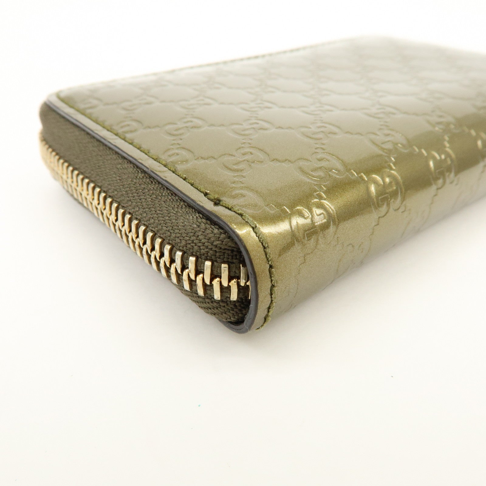 GUCCI Microguccissima Leather Round Zippy Coin Case Khaki 255452