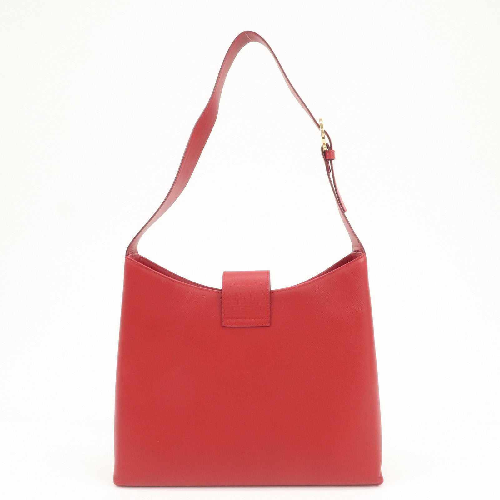 Ferragamo Gancini Leather Shoulder Bag Hand Bag Red