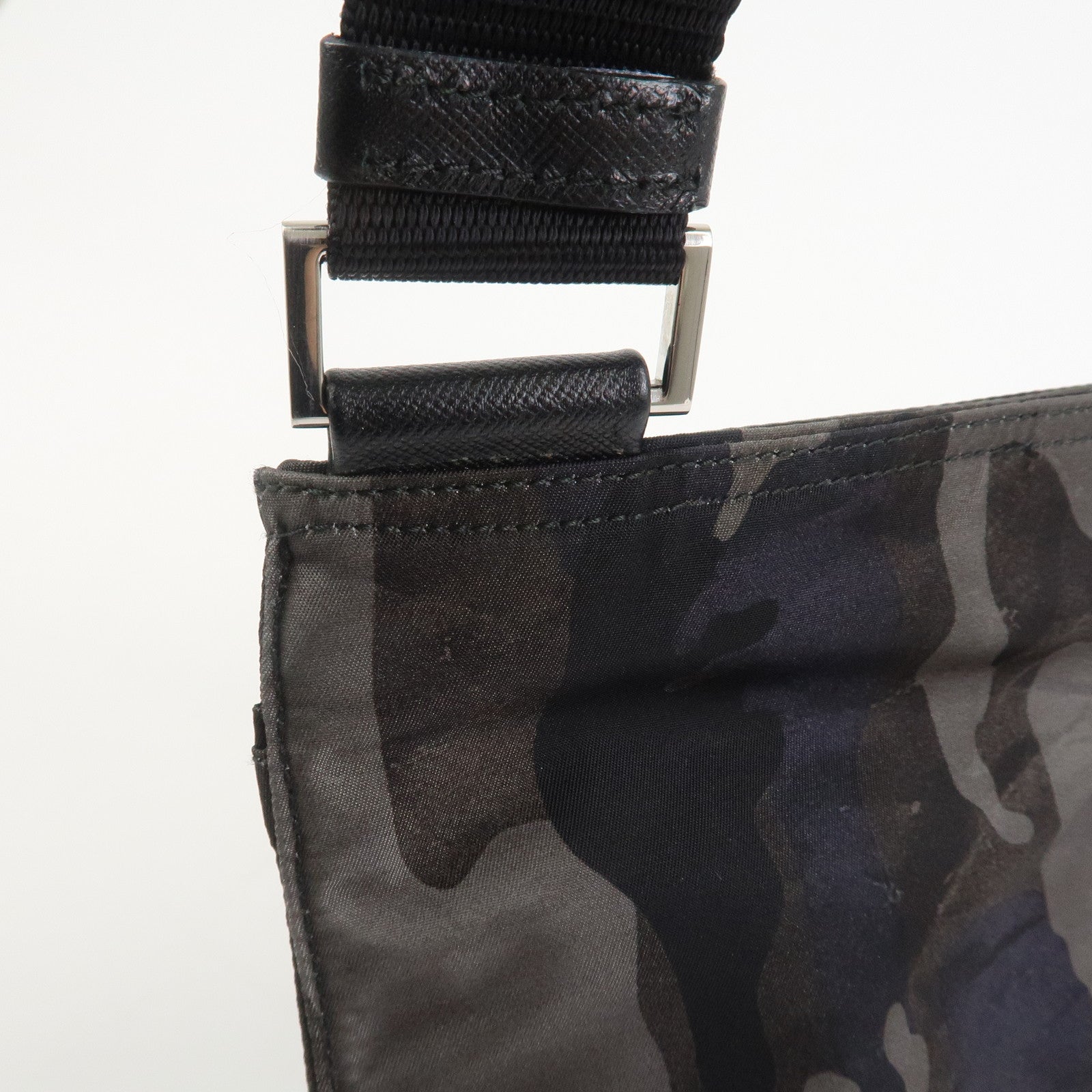 PRADA Triangle Logo Nylon Camoflage Shoulder Bag Black BT0978