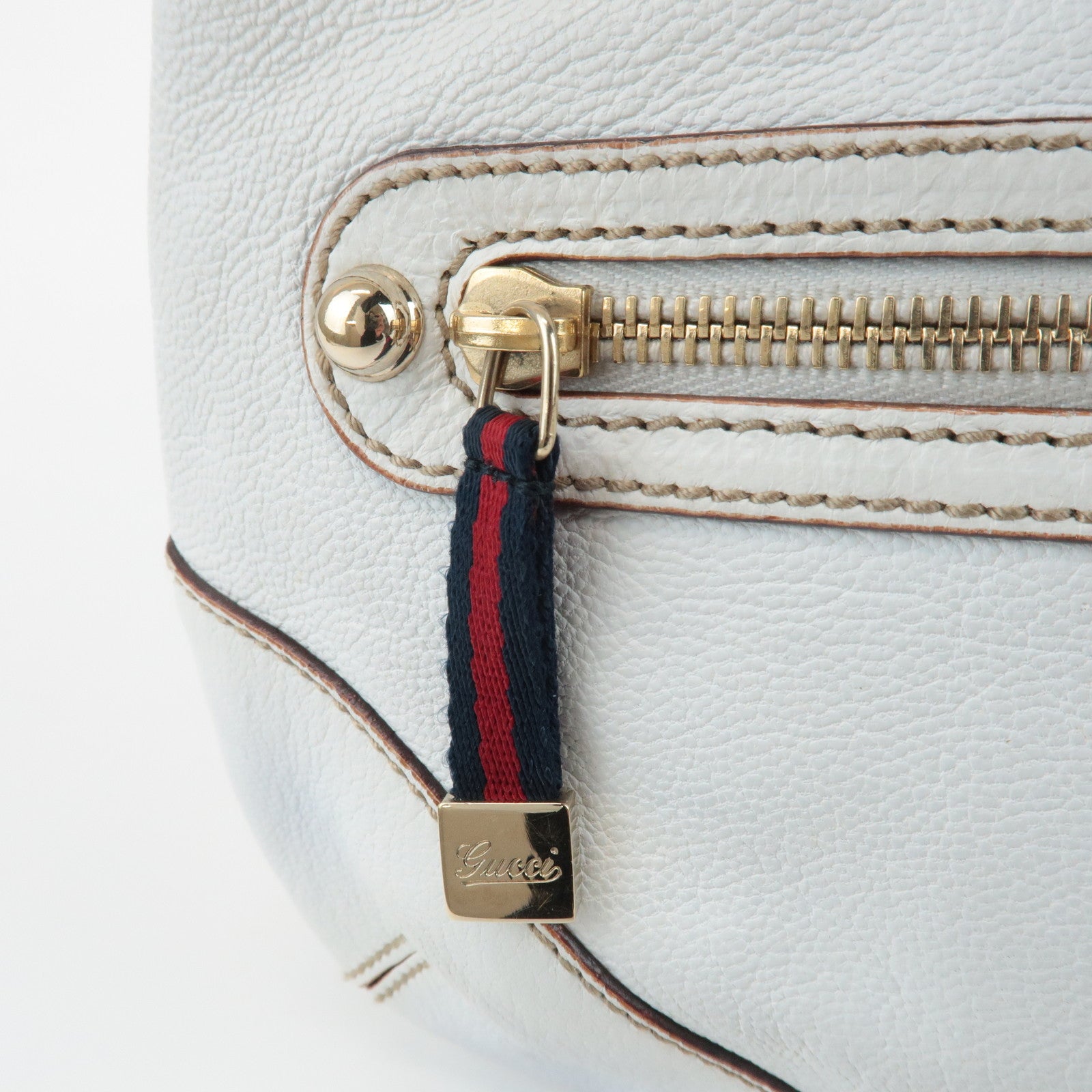 GUCCI Sherry Leather Chain Shoulder Bag Hand Bag White 153011 Used