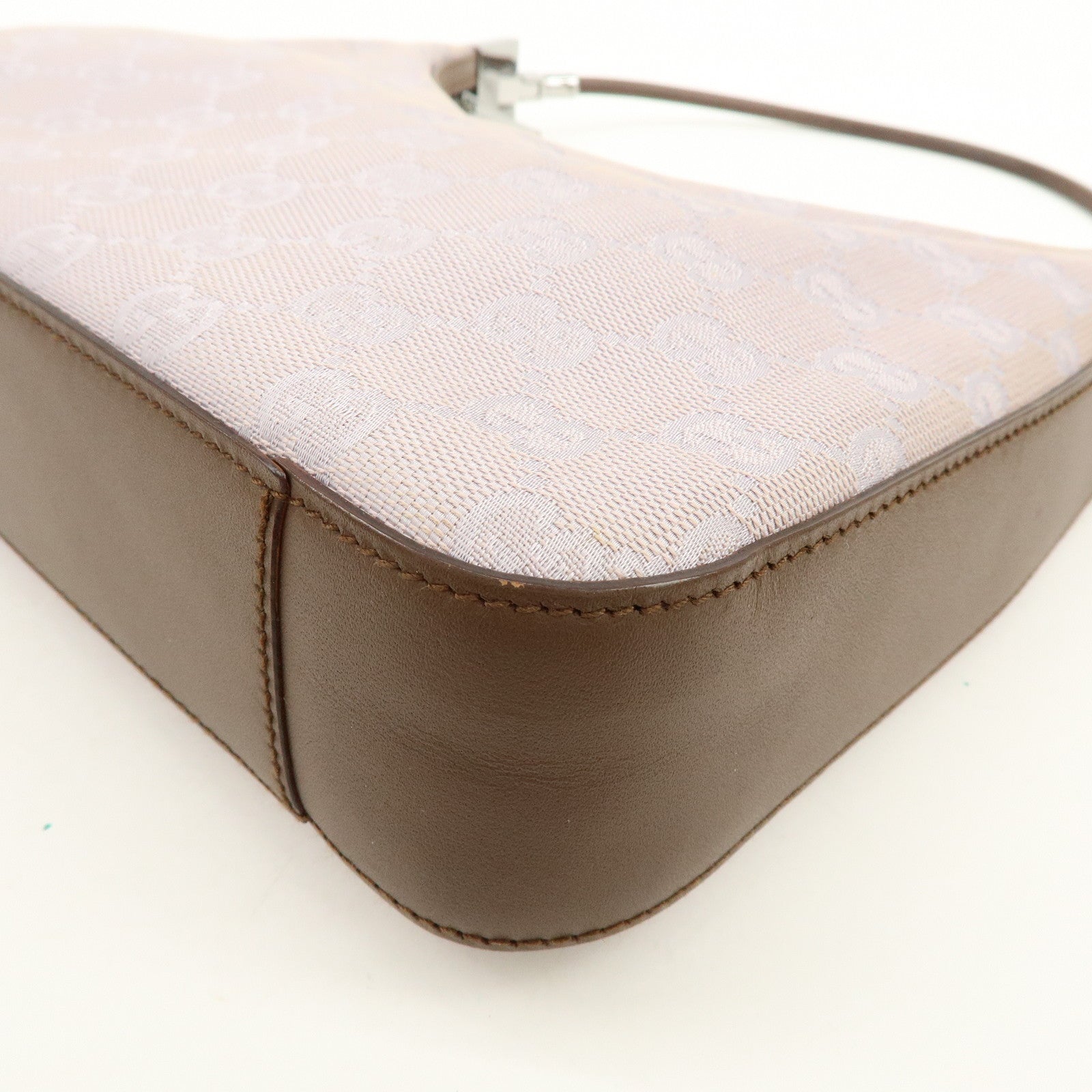 GUCCI GG Canvas Leather Shoulder Bag Hand Bag Purple Brown 01233