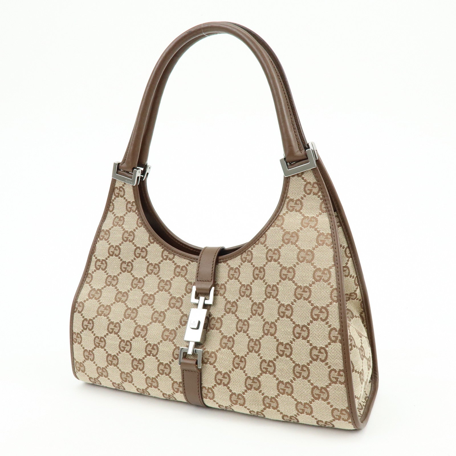 GUCCI Jackie GG Canvas Leather Shoulder Bag Hand Bag Brown 002.1067