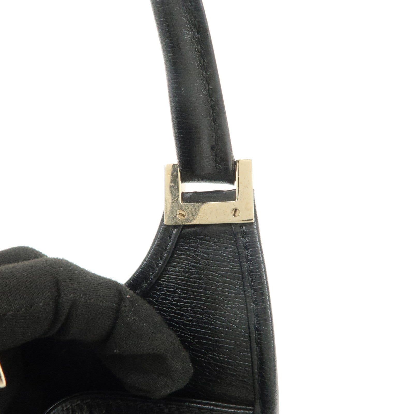 GUCCI Jackie Leather Hand Bag Black 01721