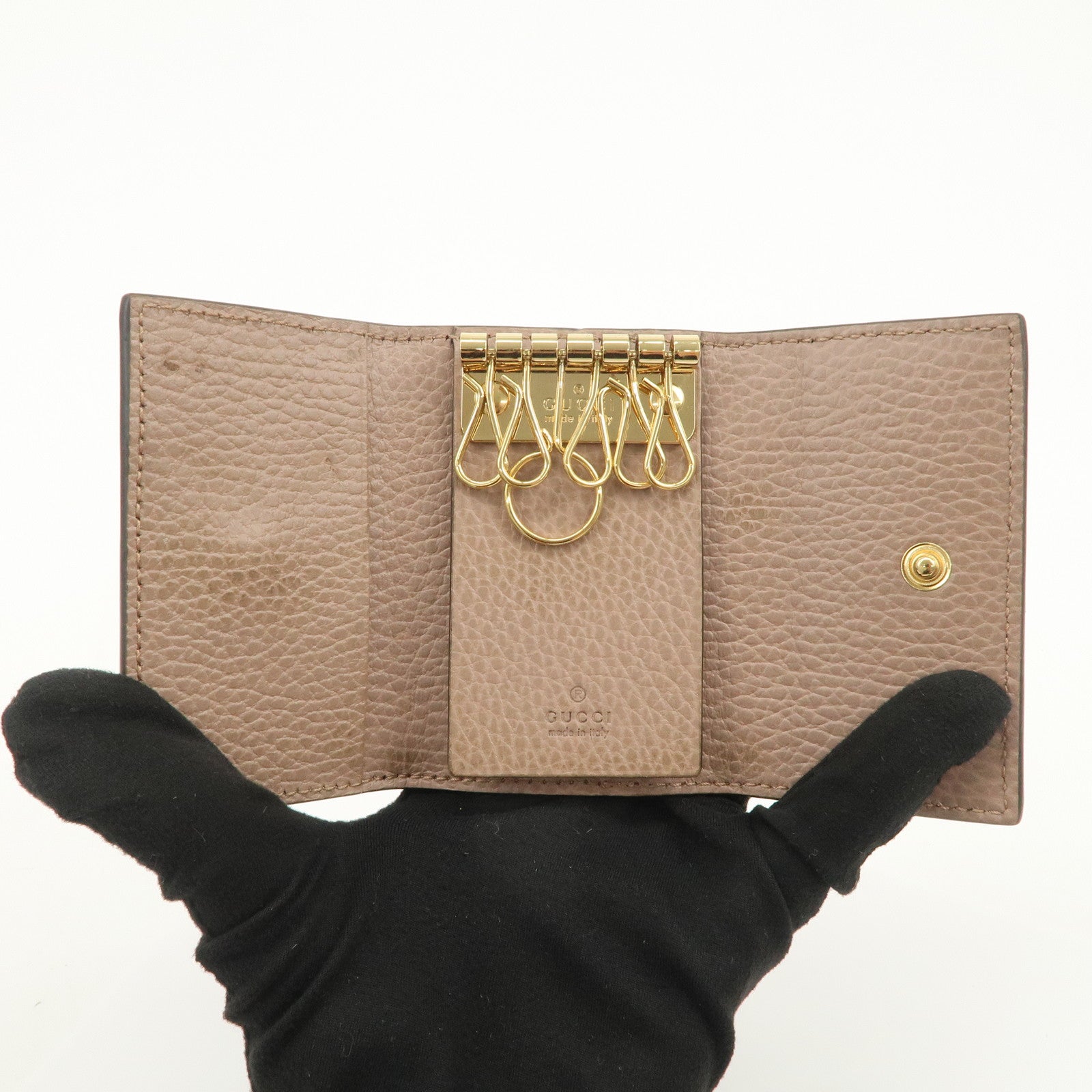 GUCCI GG Marmont GG Supreme 6 Key Case Key Holder Beige 456118