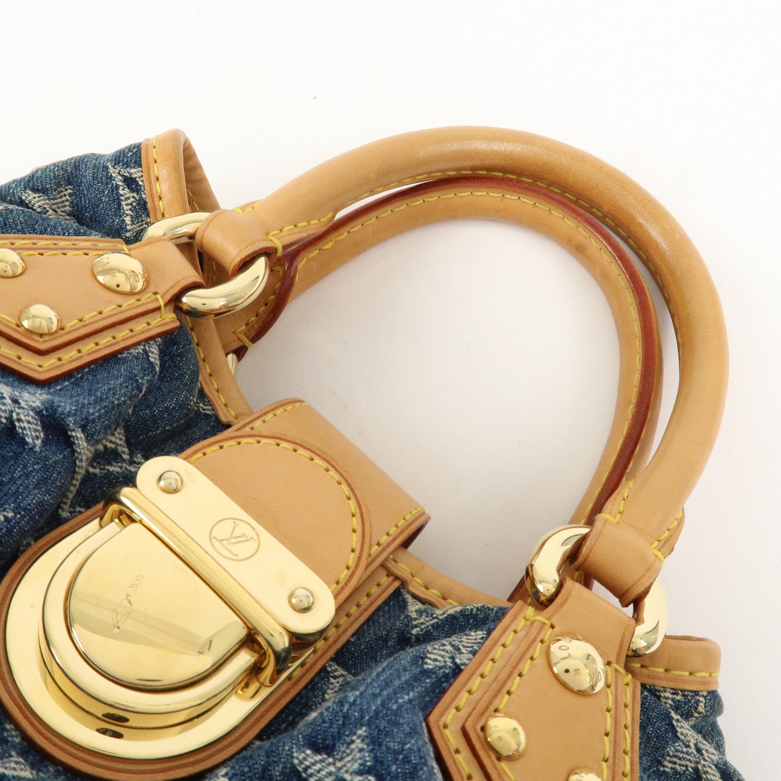 Louis Vuitton Monogram Denim Pleaty Hand Bag Blue M95020