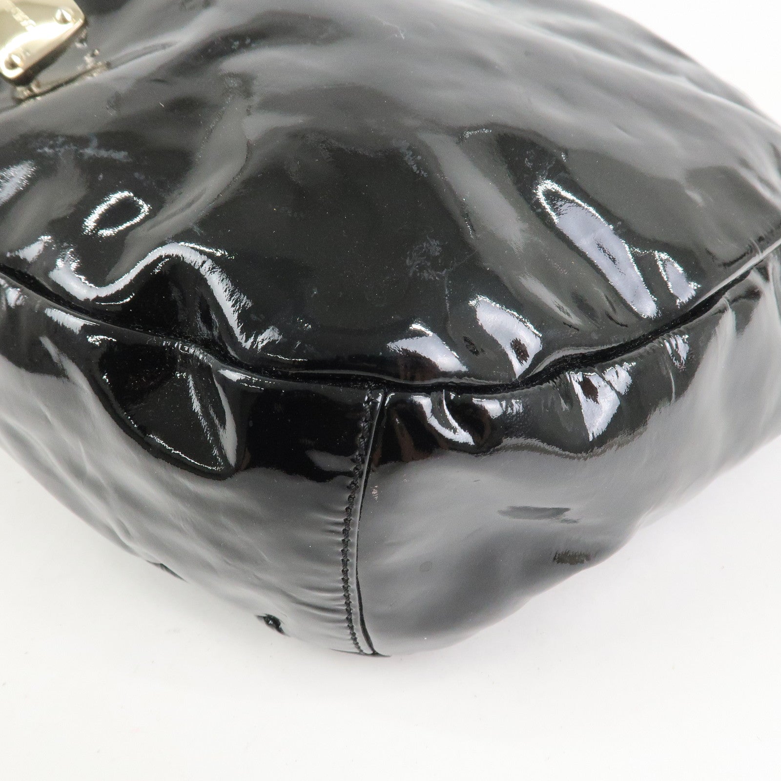 JIMMY CHOO Patent Leather Leather Sky Bag Shoulder Bag Black