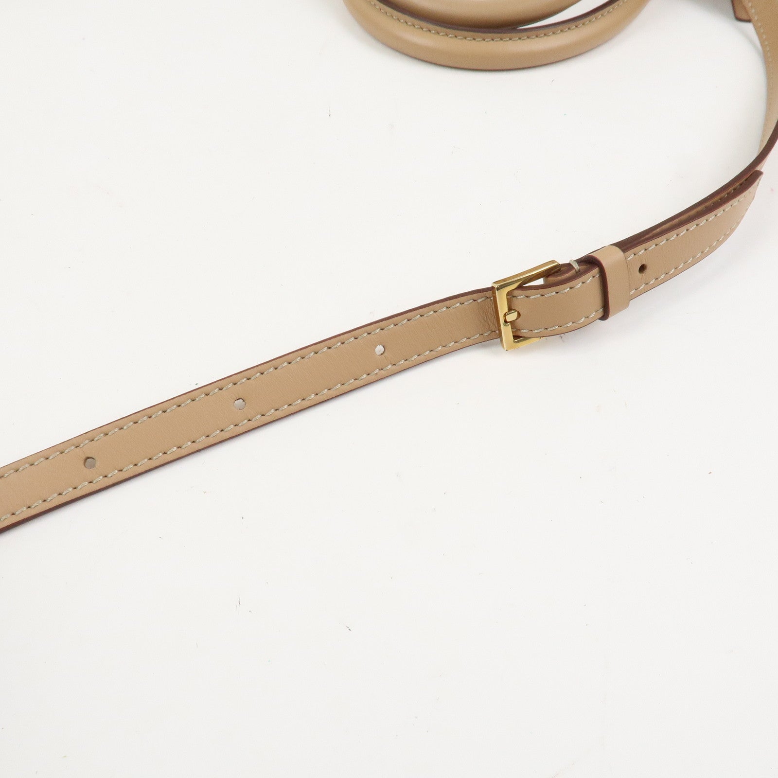 TOD’S Leather 2Way Bag Hand Bag Shoulder Bag Beige Gold