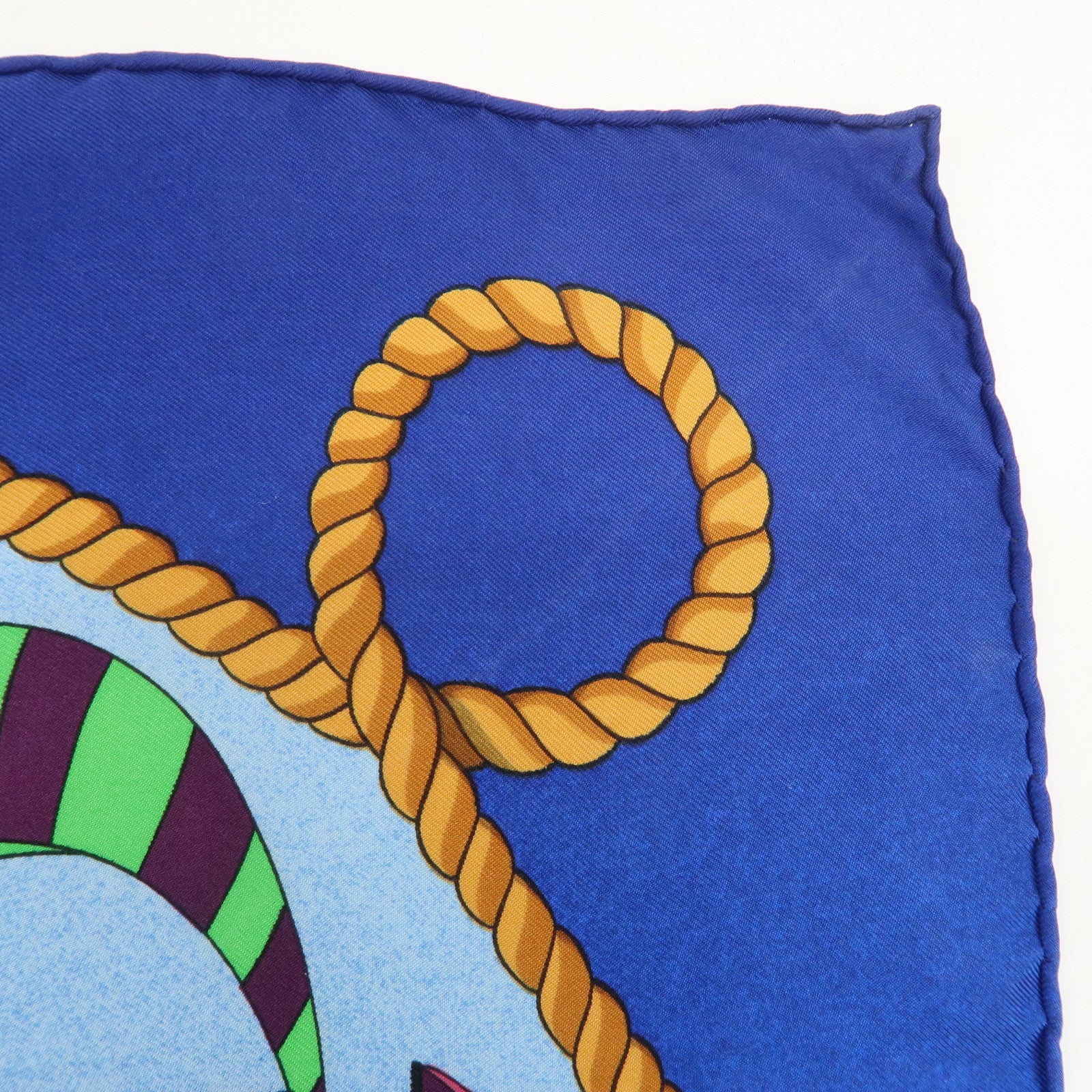 HERMES Carre 90 Silk 100% LES FOLIES DU CIEL Scarf Blue Multicolor