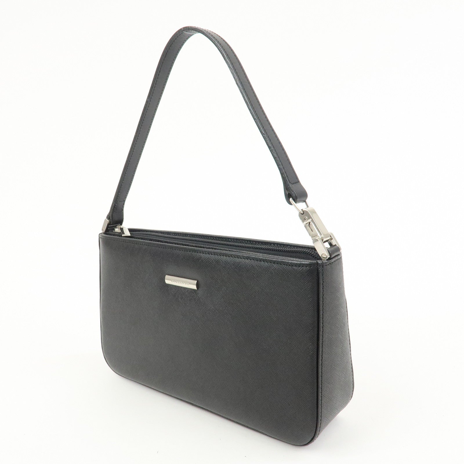 BURBERRY Embosed Leather Shoulder Bag Hand Bag Shoulder Bag Black