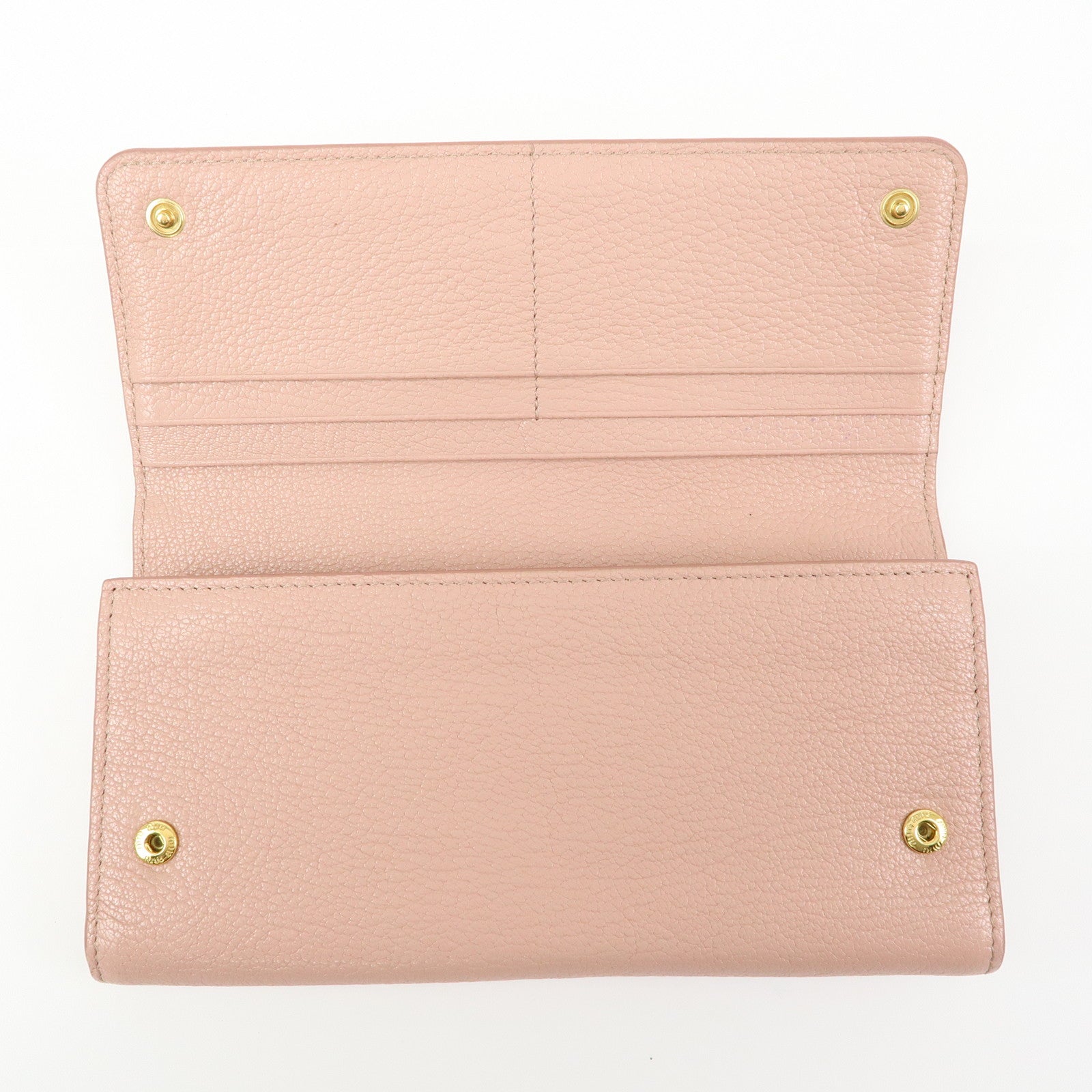 MIU MIU Madras Leather Ribbon Bi-fold Long Wallet Pink 5MH109