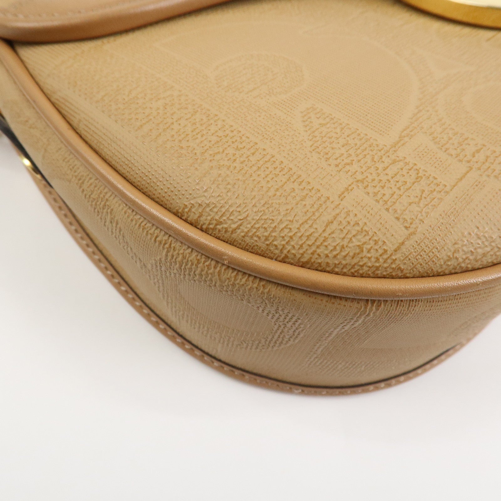 Christian Dior PVC Leather Shoulder Bag Crossbody Bag Brown