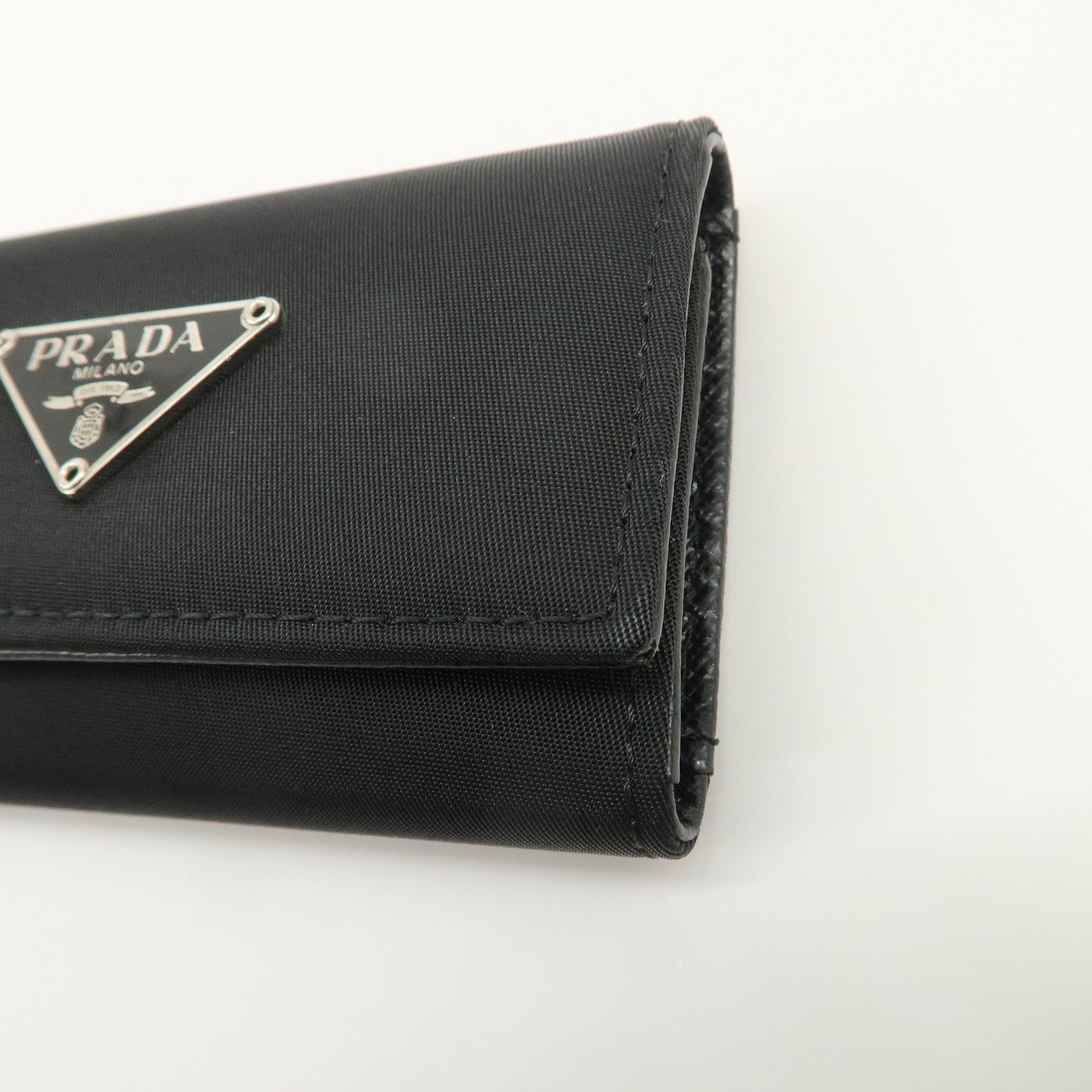 PRADA Nylon Saffiano Leather 6 Rings Key Case Black M222A