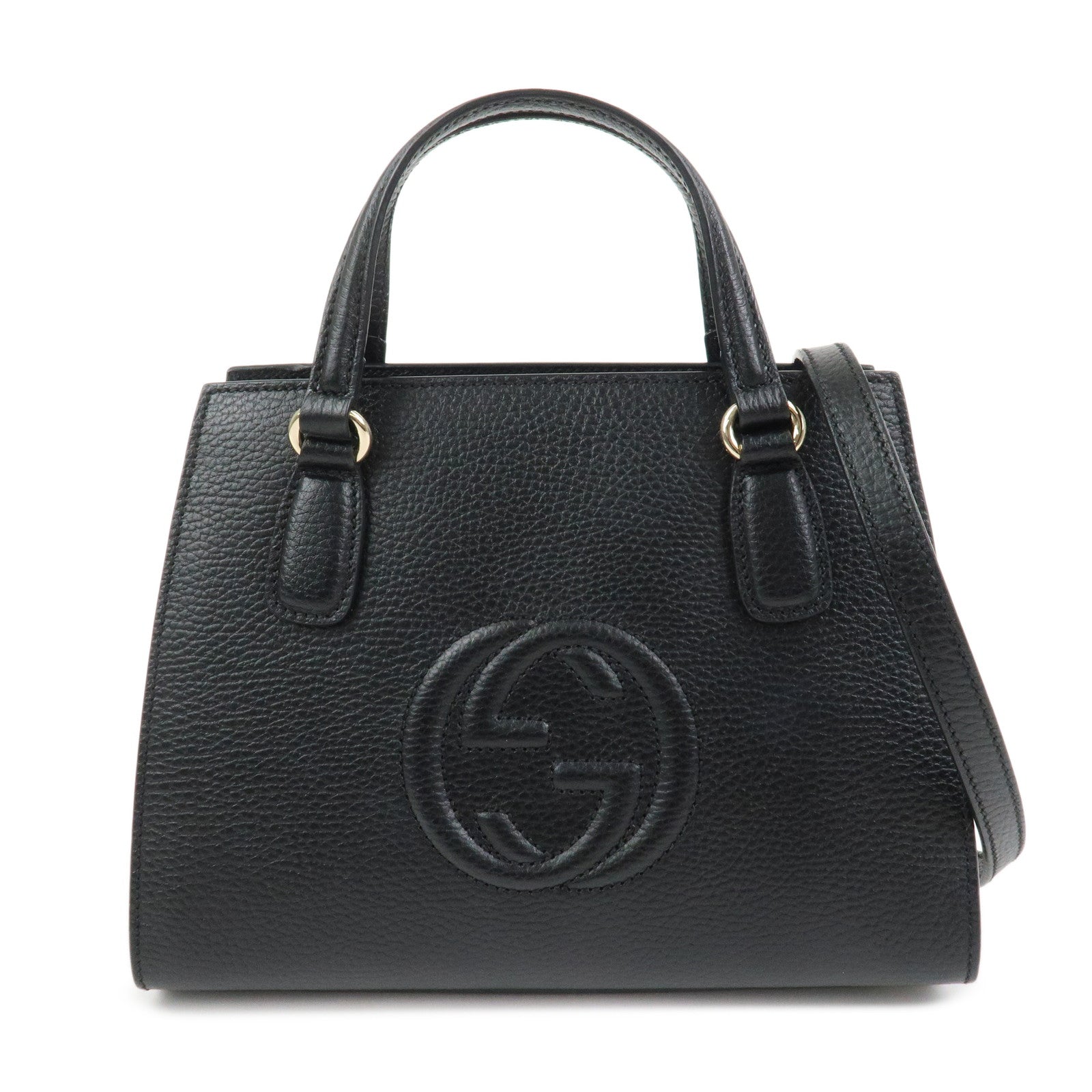 GUCCI SOHO Interlocking G Calf Leather 2Way Bag Black 607722