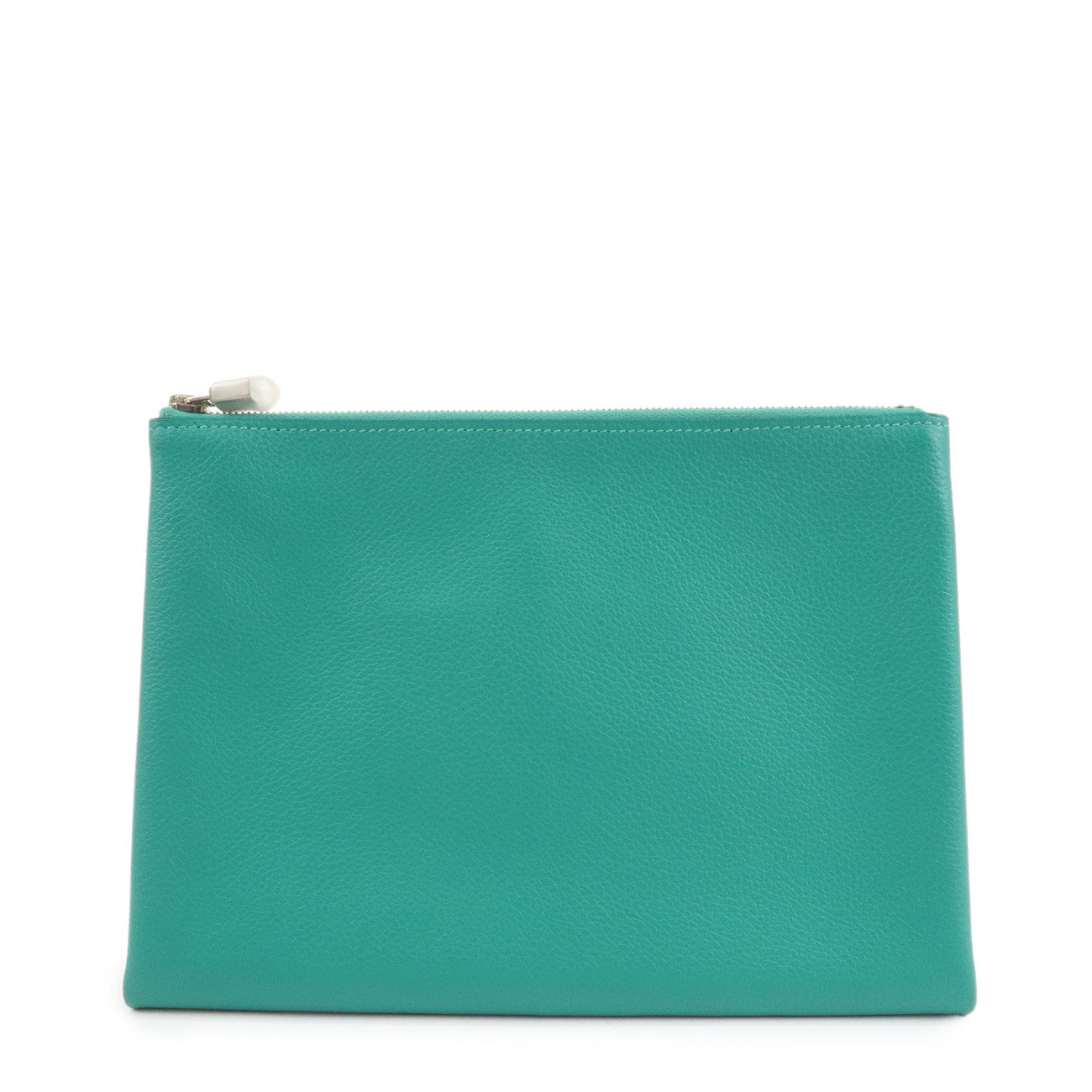 HERMES Atout GM Leather Pouch Emerald Green Used