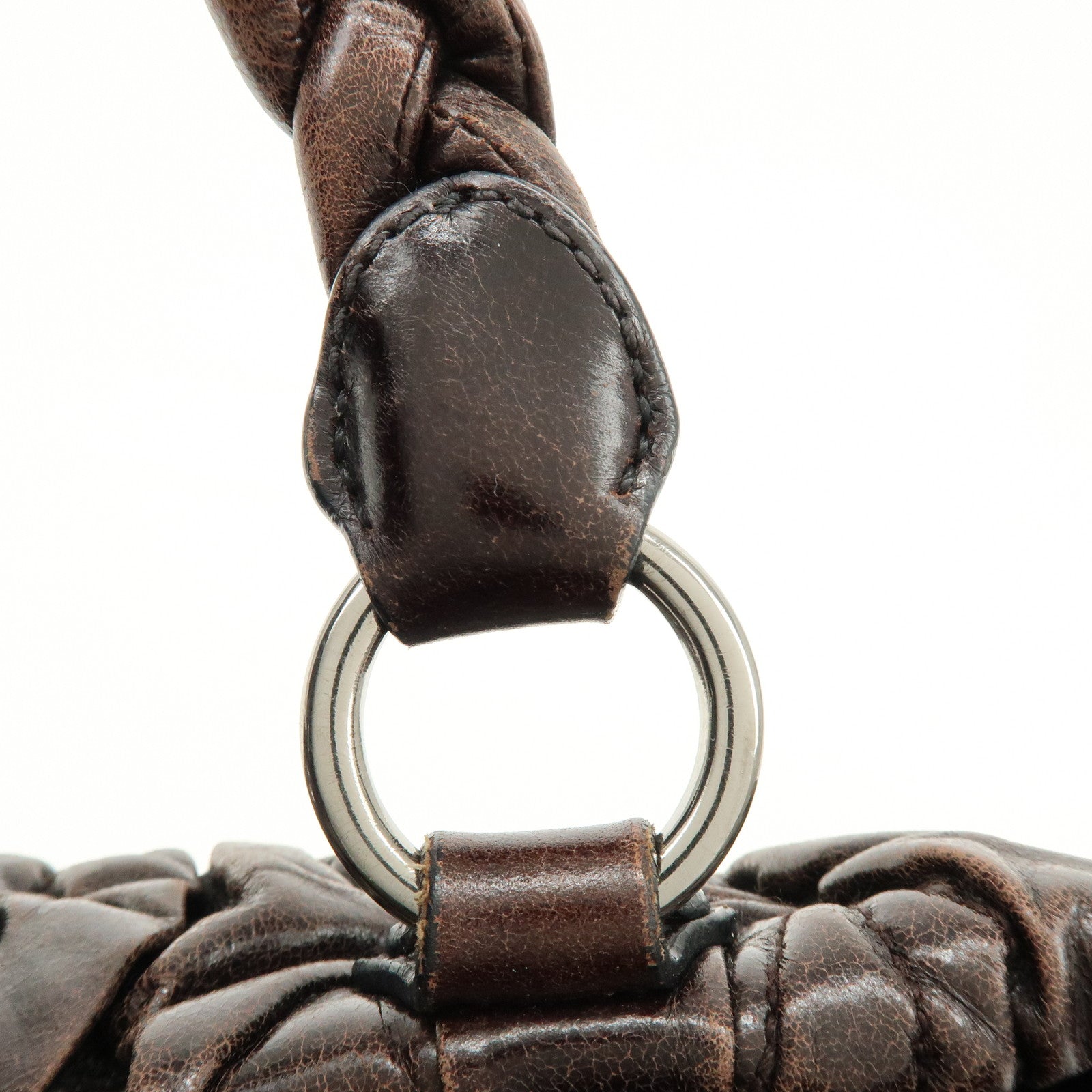 MIU MIU Matelasse Leather 2Way Bag Hand Bag Shoulder Bag Dark Brown