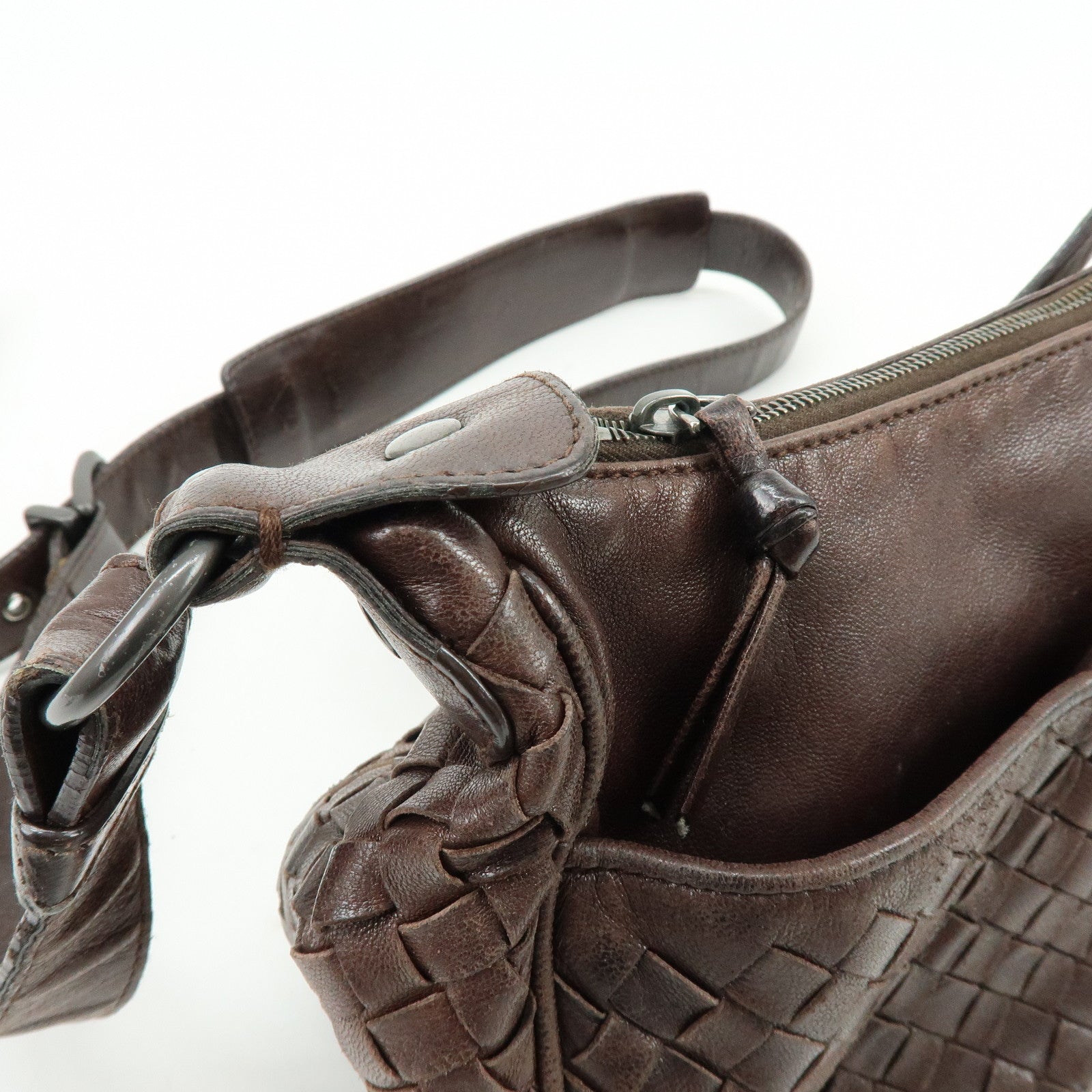 BOTTEGA VENETA Intrecciato Leather Shoulder Crossbody Bag Brown