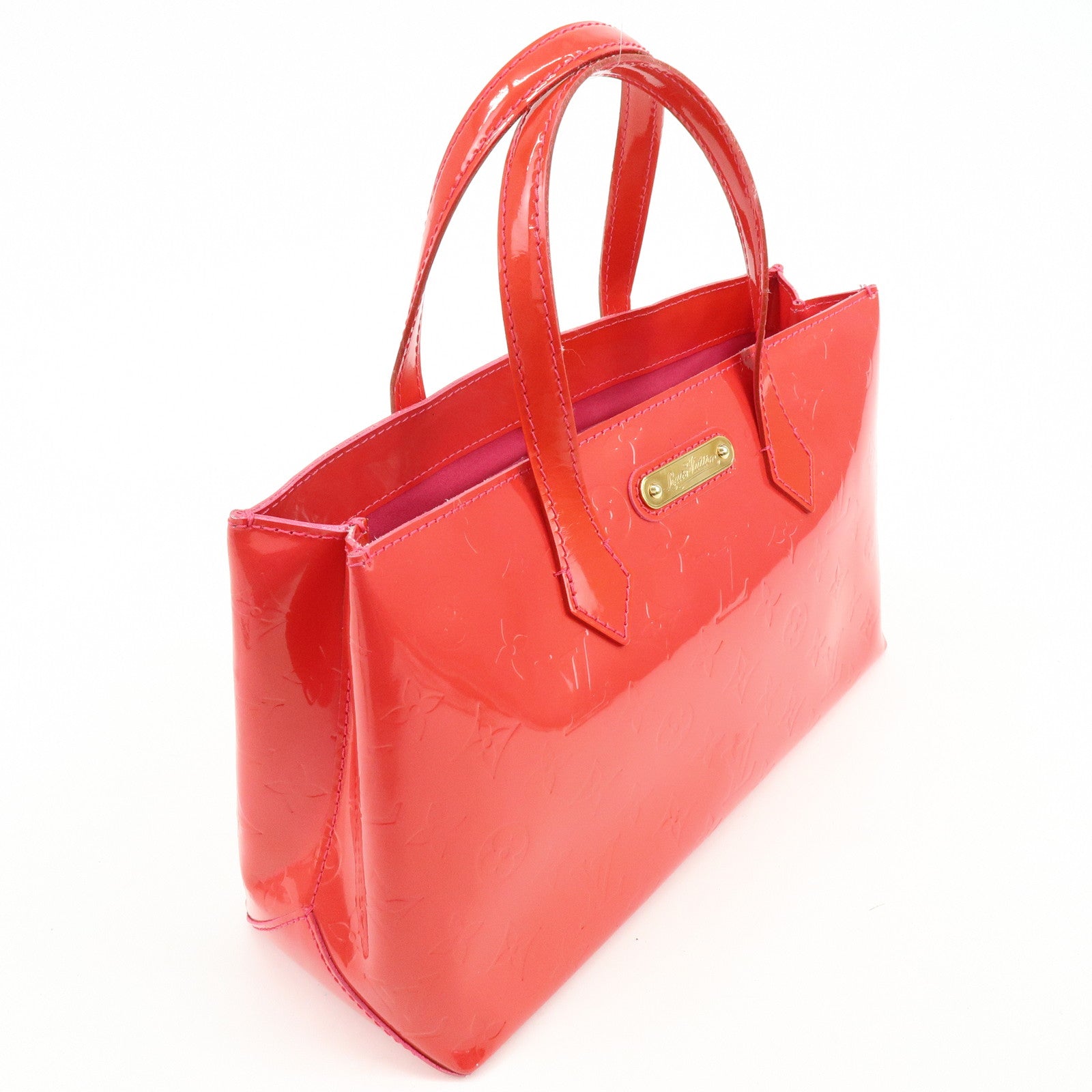 Louis Vuitton Monogram Vernis Wilshire PM Hand Bag Rose Pop M93643